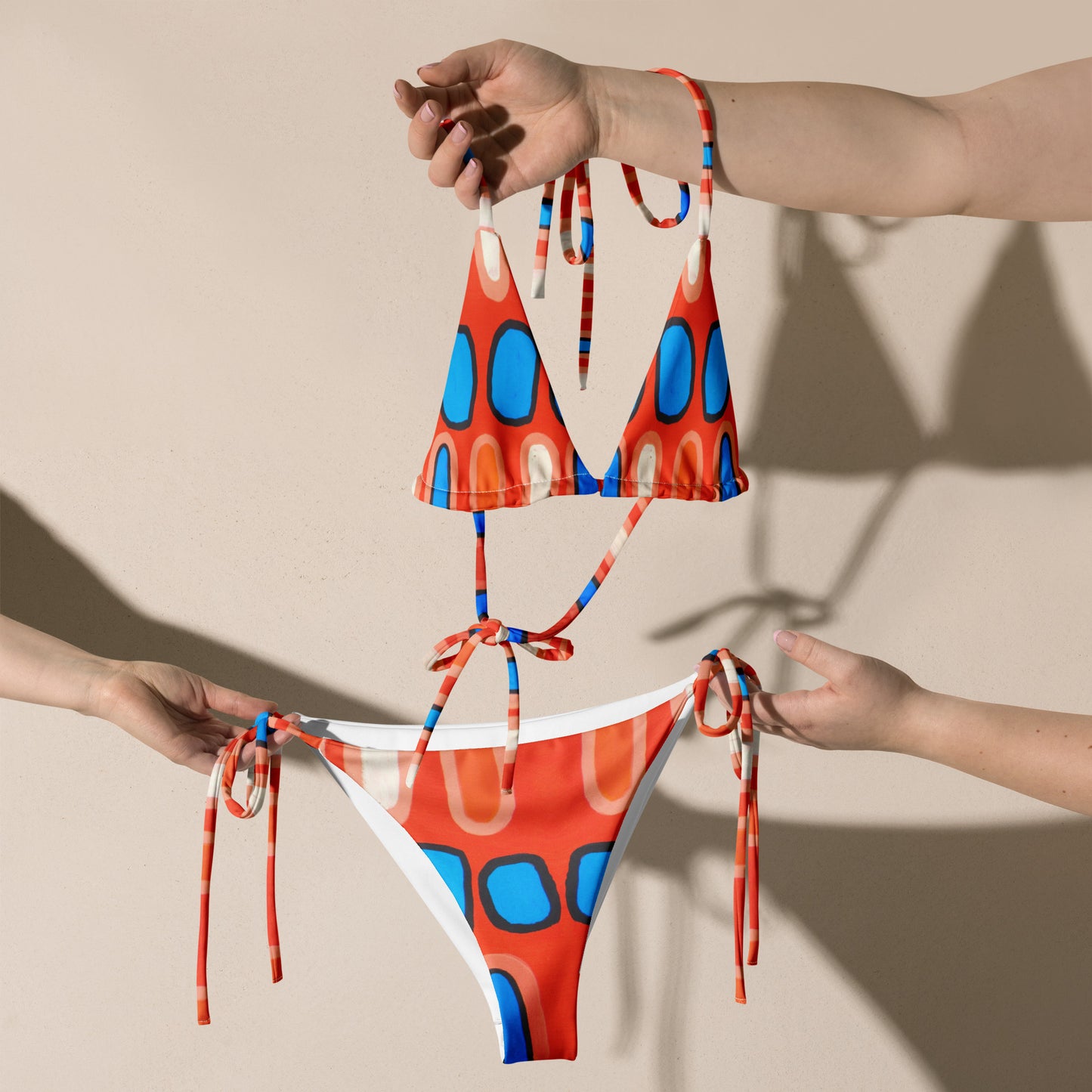 All-over print recycled string bikini