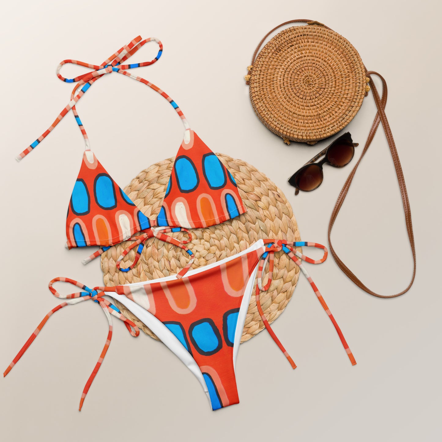 All-over print recycled string bikini