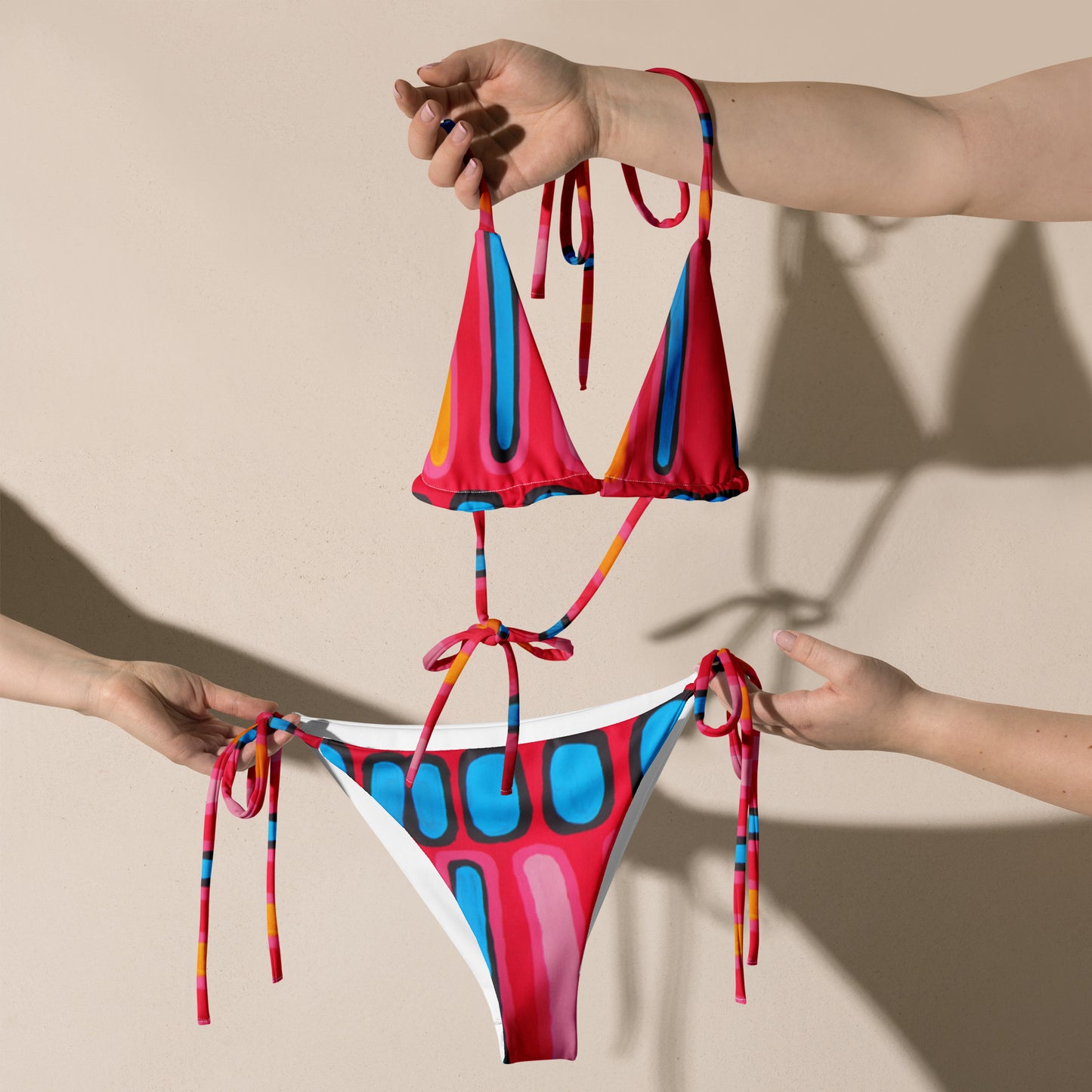 All-over print recycled string bikini