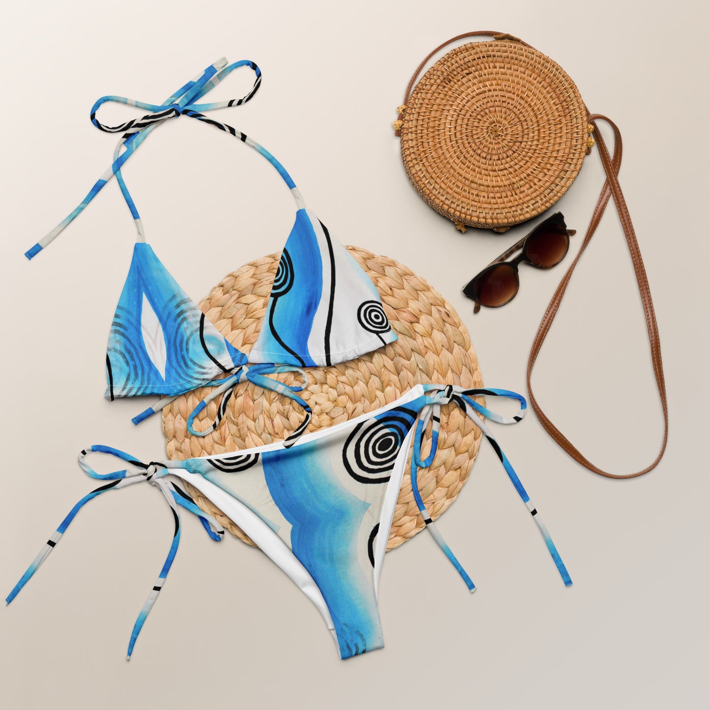 All-over print recycled string bikini