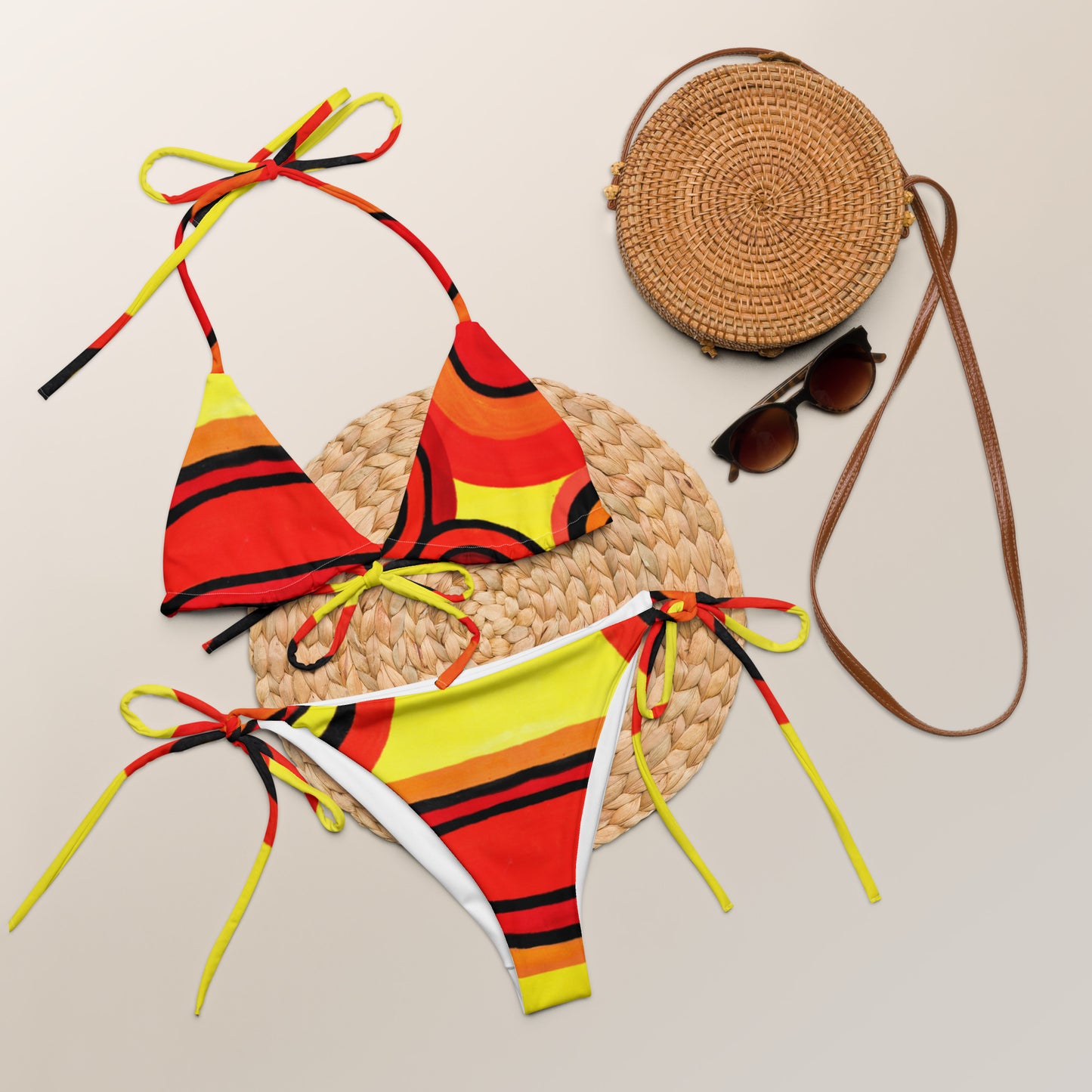 All-over print recycled string bikini