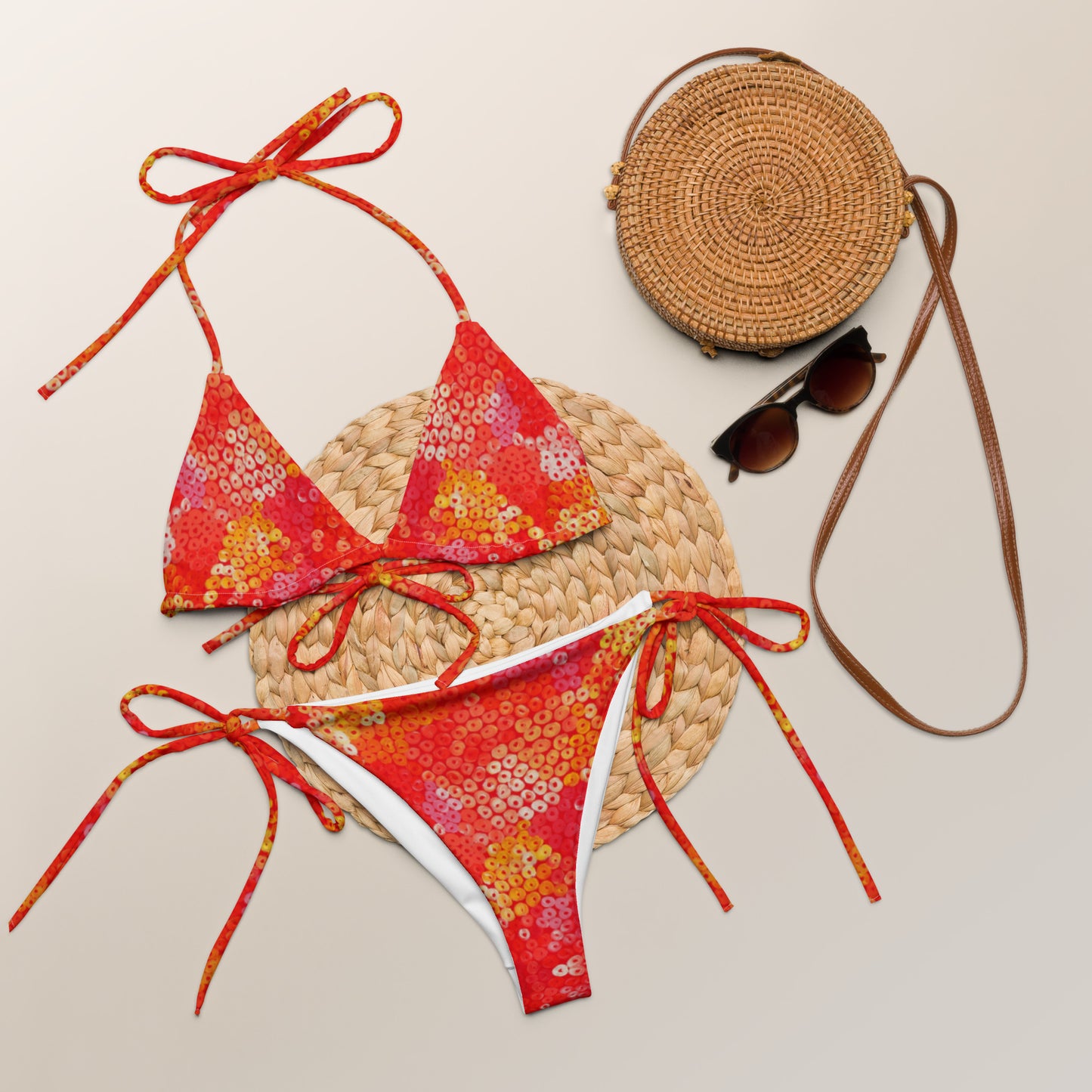 All-over print recycled string bikini