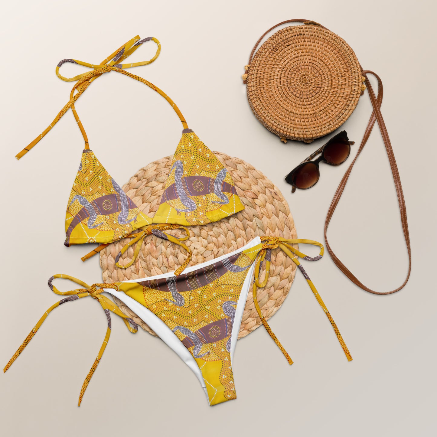 All-over print recycled string bikini