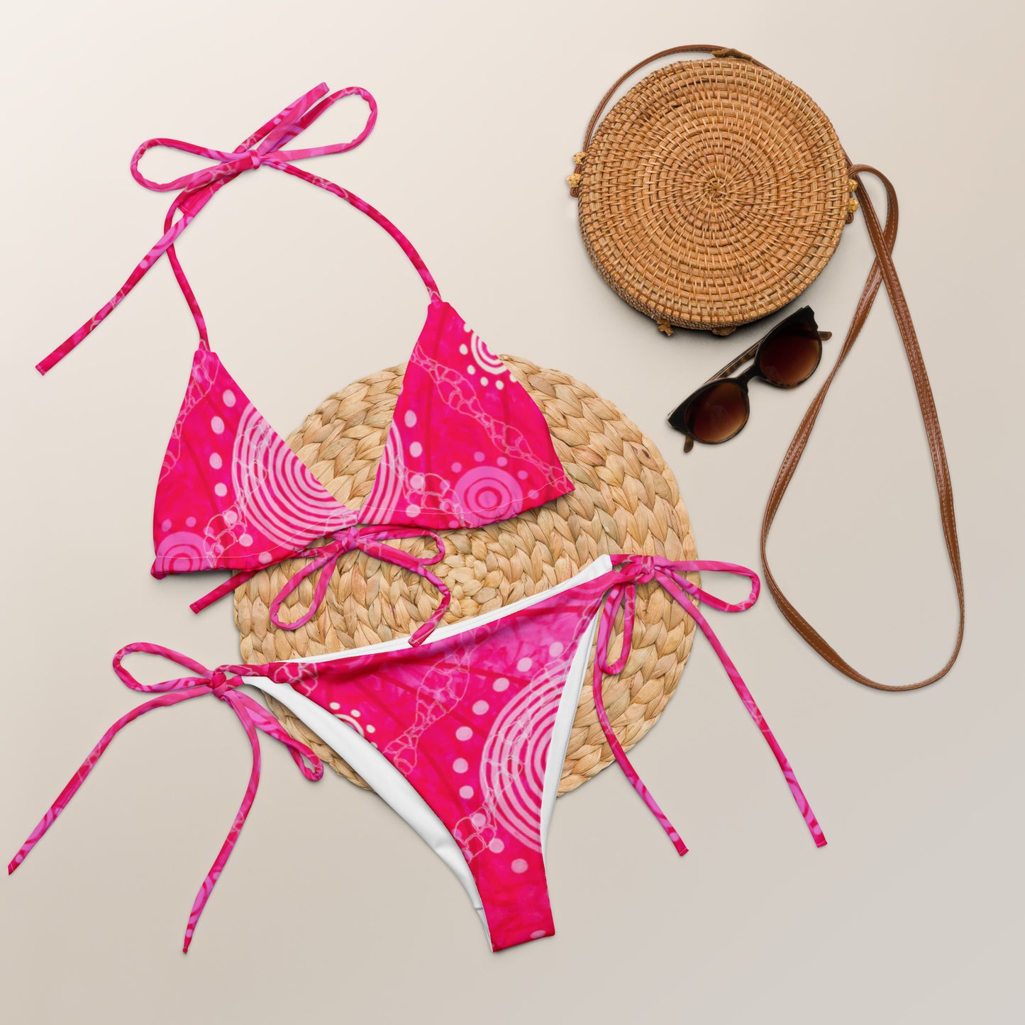 All-over print recycled string bikini