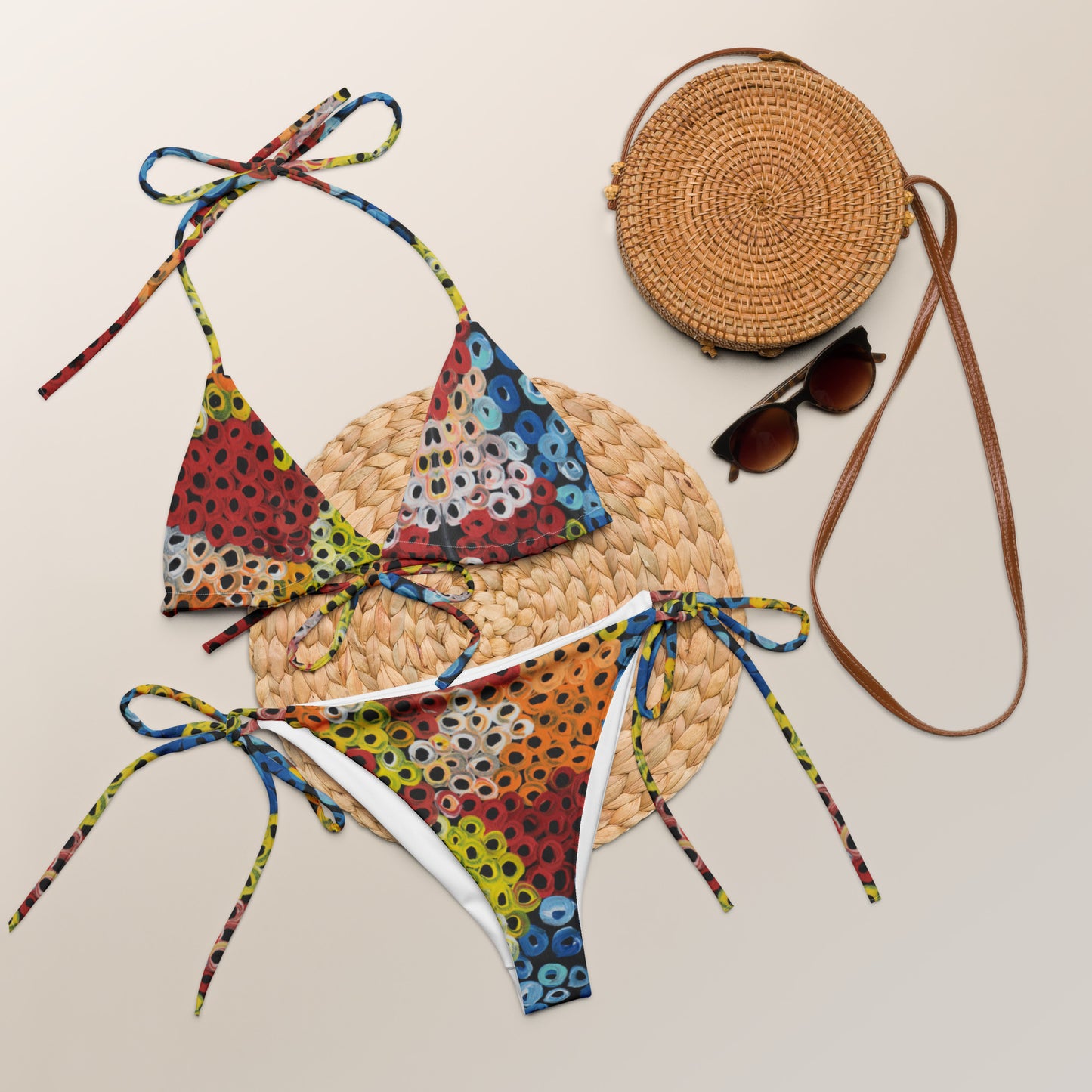 All-over print recycled string bikini