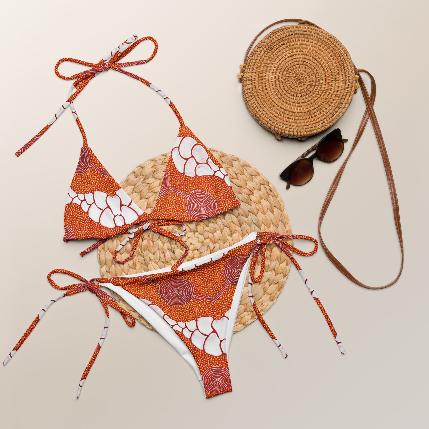 All-over print recycled string bikini