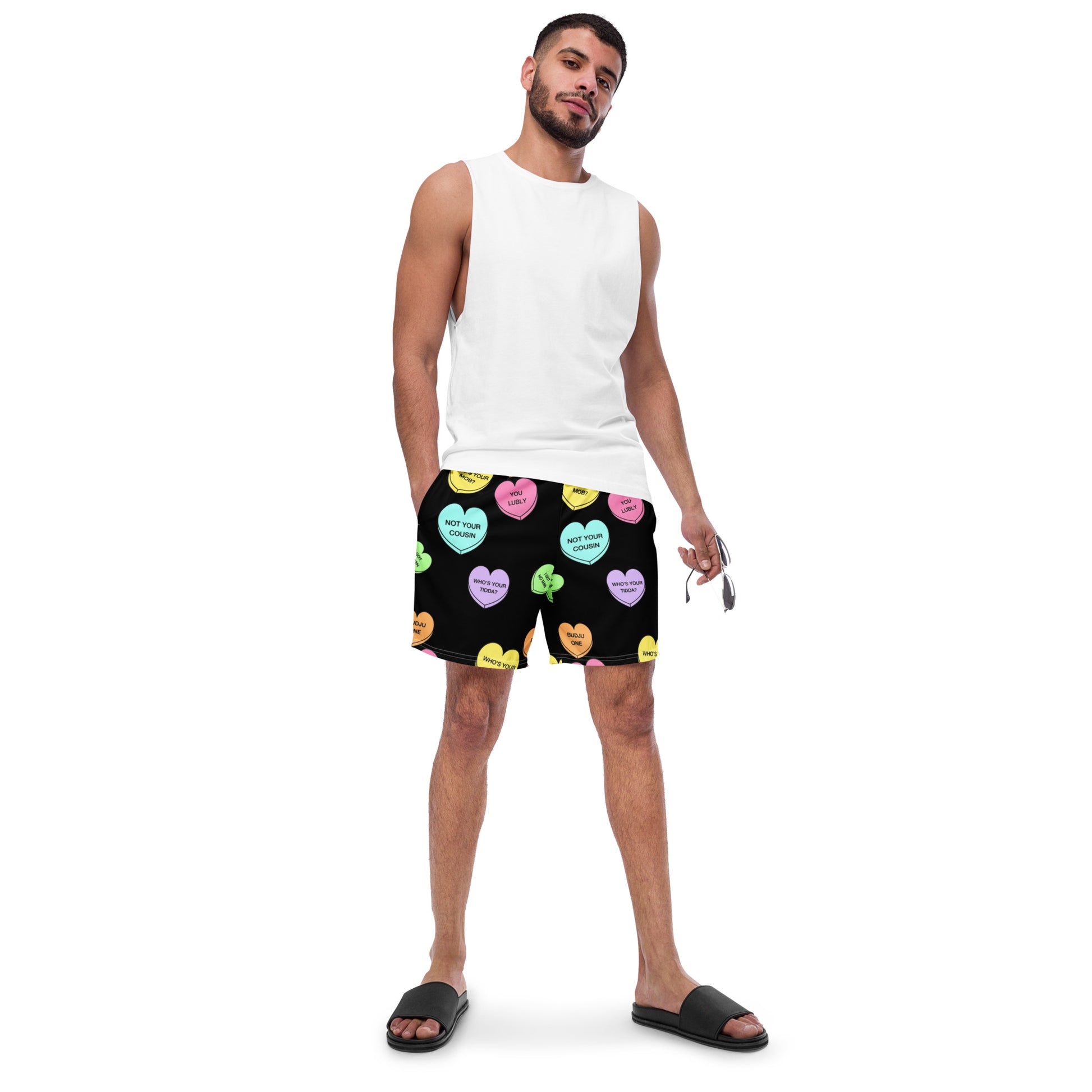 Men's swim trunks  (Candy Hearts) (Mob Only)