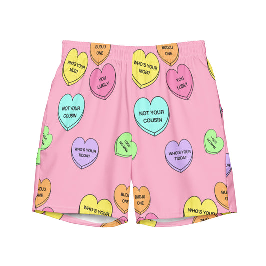 Men's swim trunks  (Candy Hearts) (Mob Only)