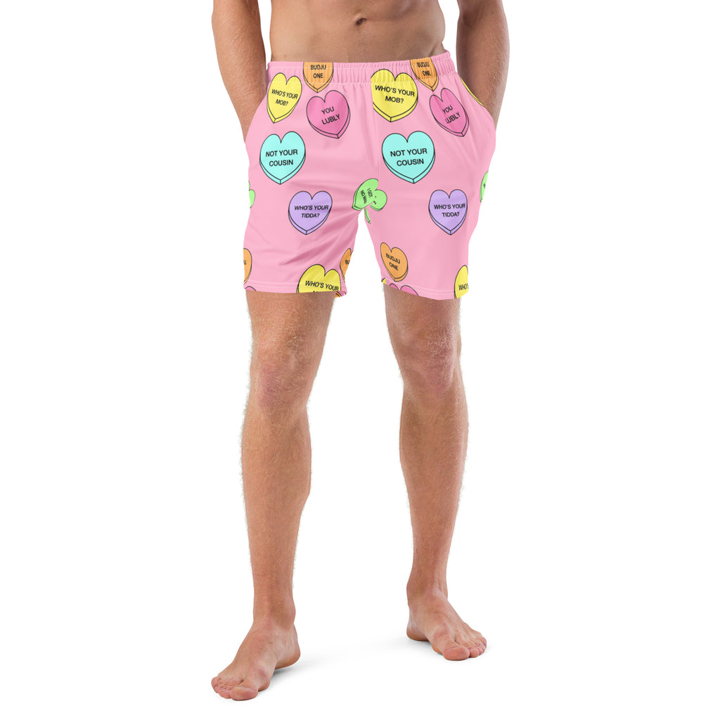 Men's swim trunks  (Candy Hearts) (Mob Only)