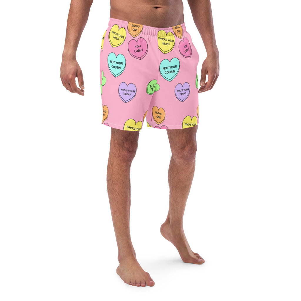 Men's swim trunks  (Candy Hearts) (Mob Only)