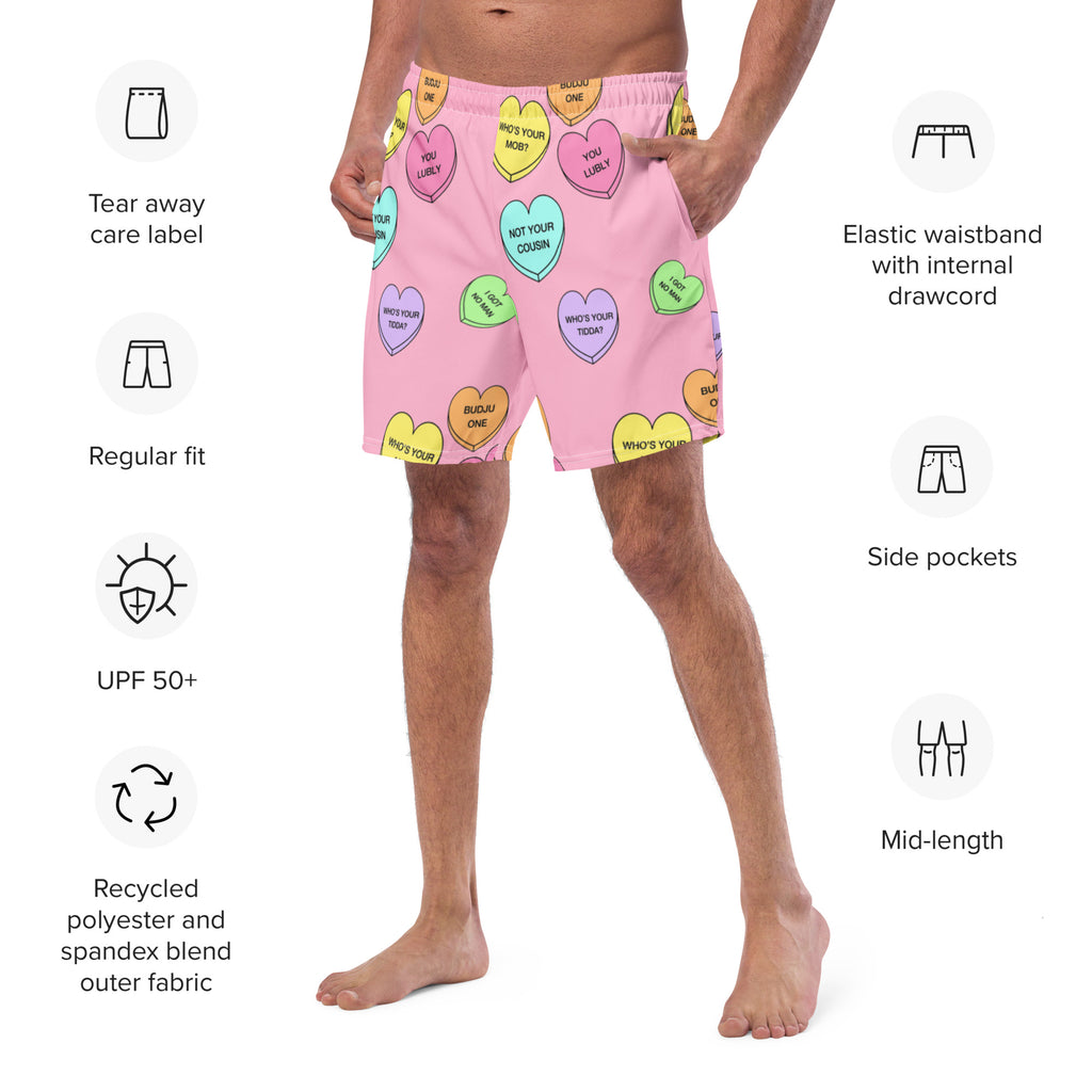 Men's swim trunks  (Candy Hearts) (Mob Only)