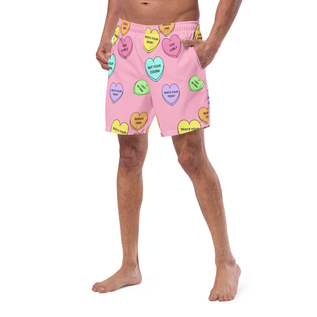 Men's swim trunks  (Candy Hearts) (Mob Only)