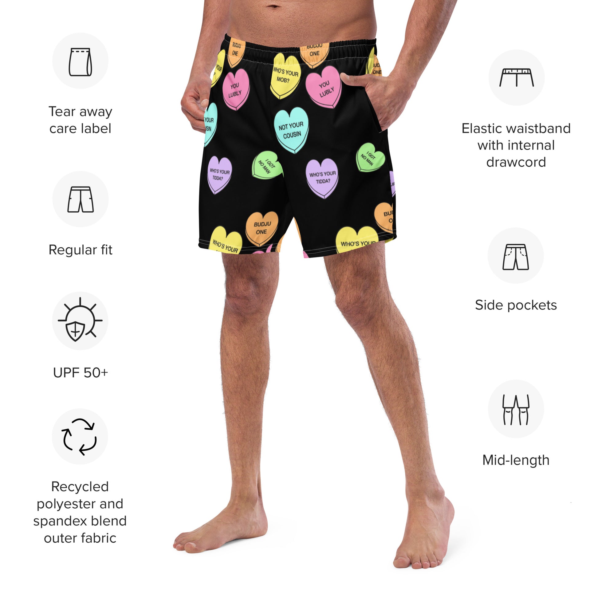 Men's swim trunks  (Candy Hearts) (Mob Only)