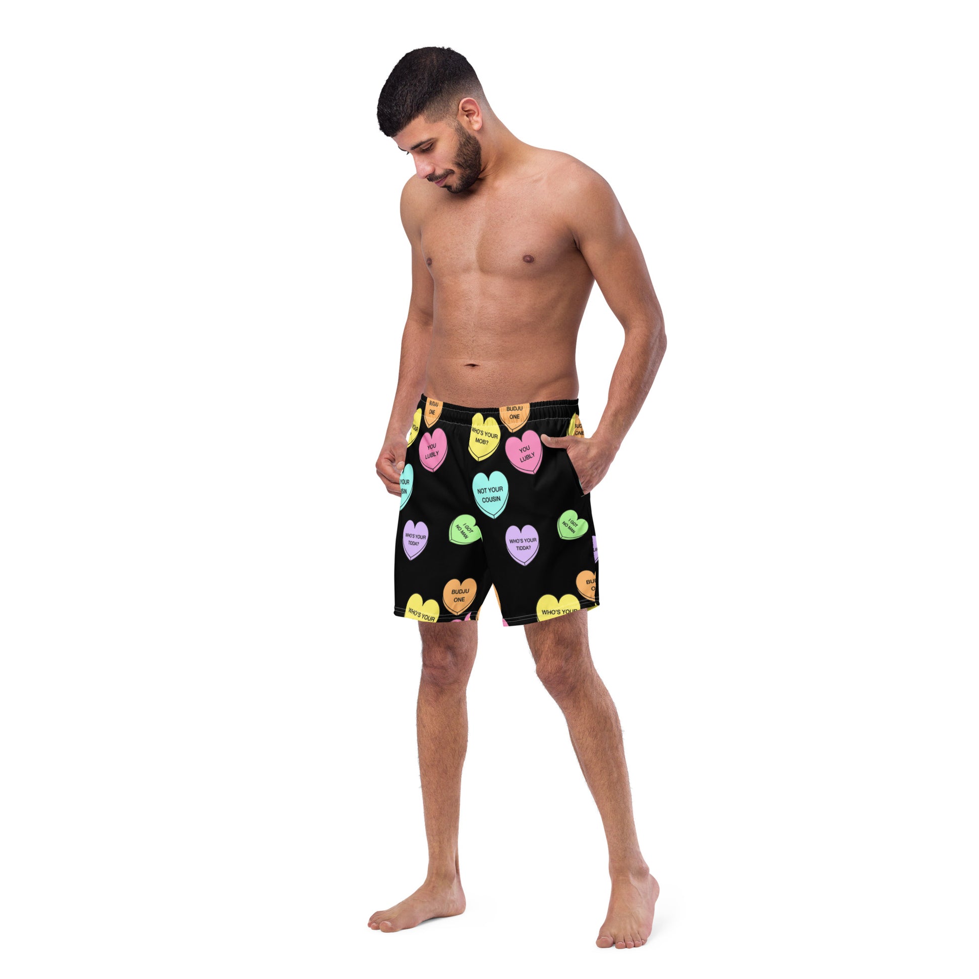 Men's swim trunks  (Candy Hearts) (Mob Only)