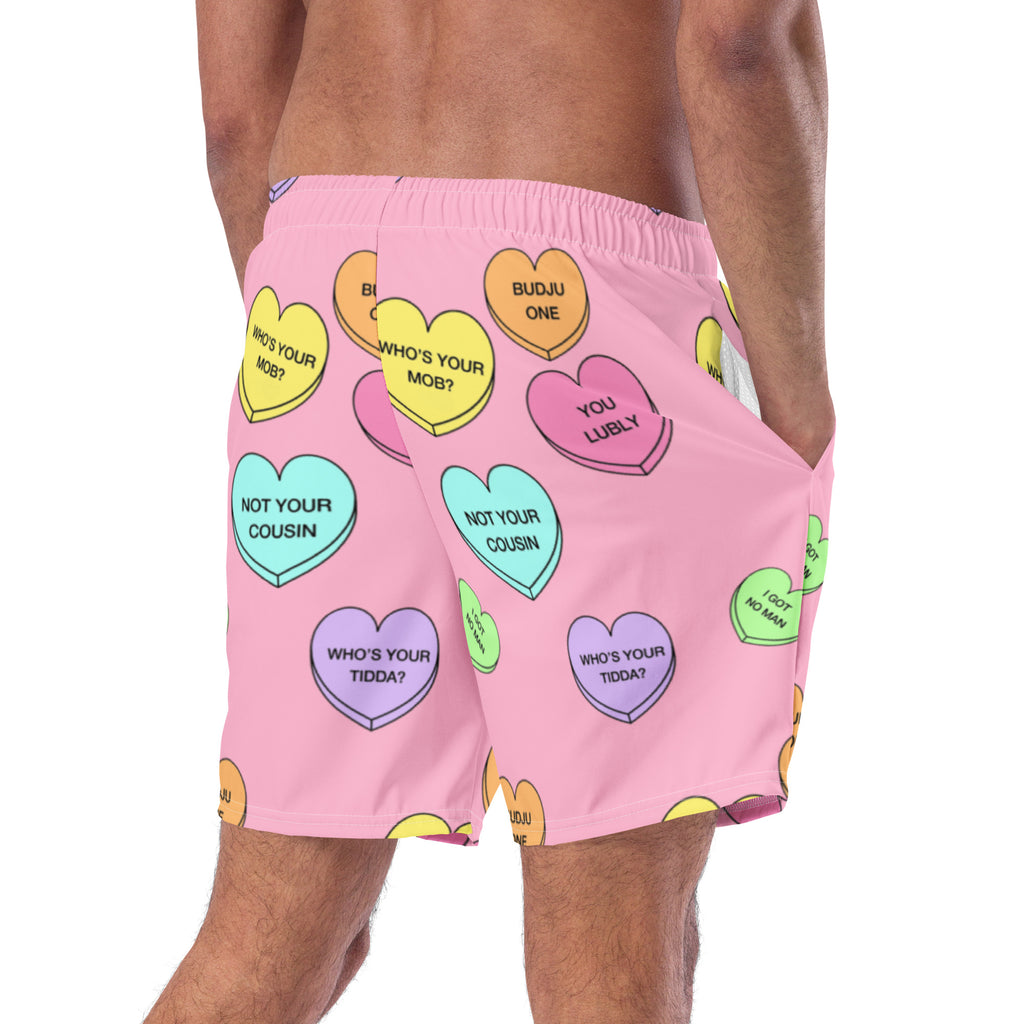 Men's swim trunks  (Candy Hearts) (Mob Only)