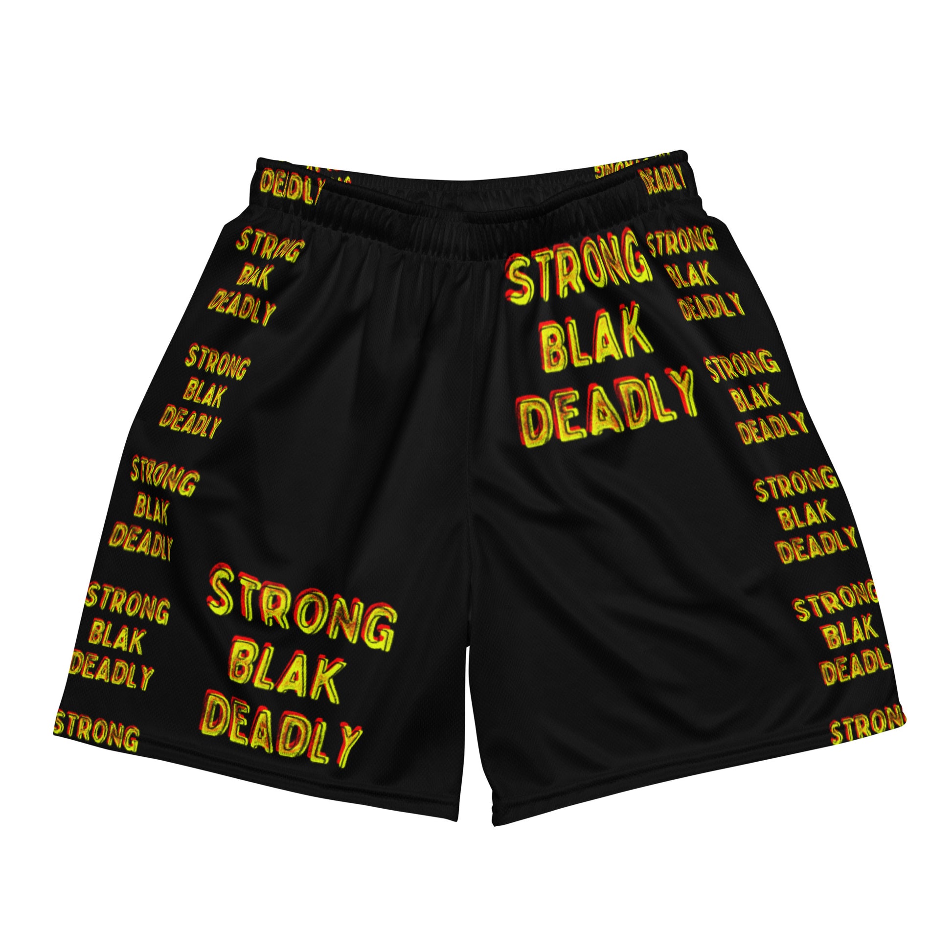 All-Over Print Recycled Unisex Mesh Shorts - Strong. Blak. Deadly.