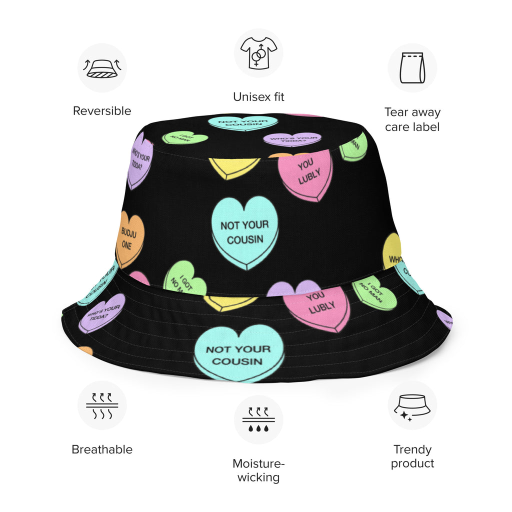 Reversible bucket hat (Candy Hearts)(Mob Only)