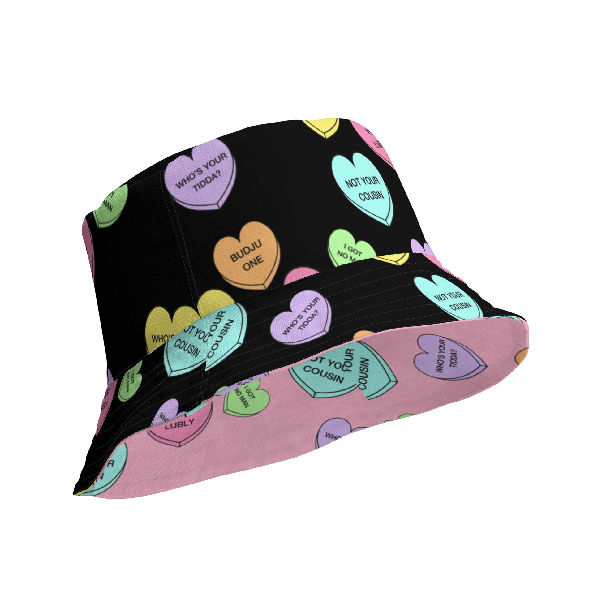 Reversible bucket hat (Candy Hearts)(Mob Only)