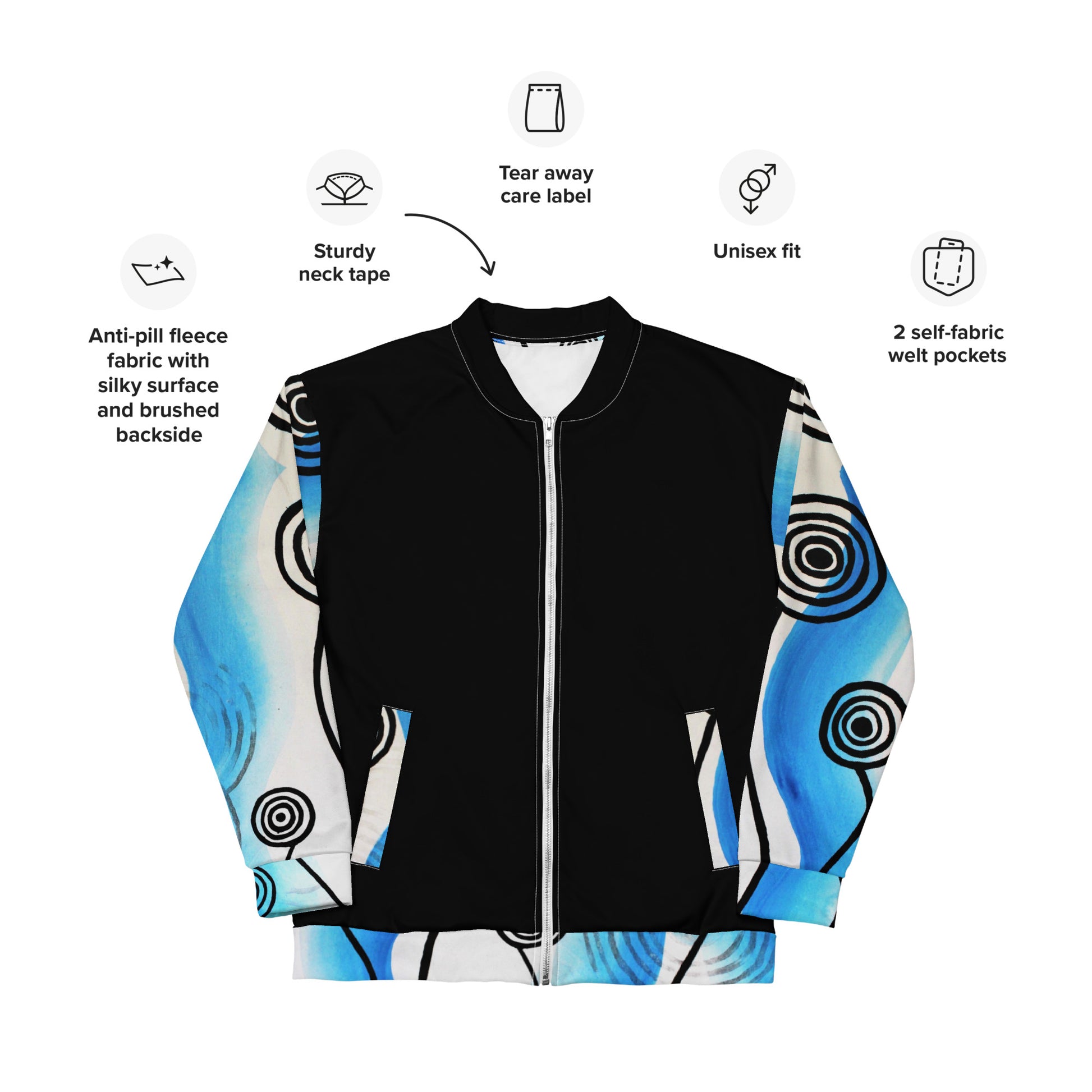 Unisex Bomber Jacket - Ocean x Black