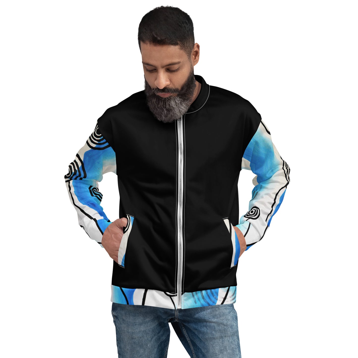 Unisex Bomber Jacket - Ocean x Black