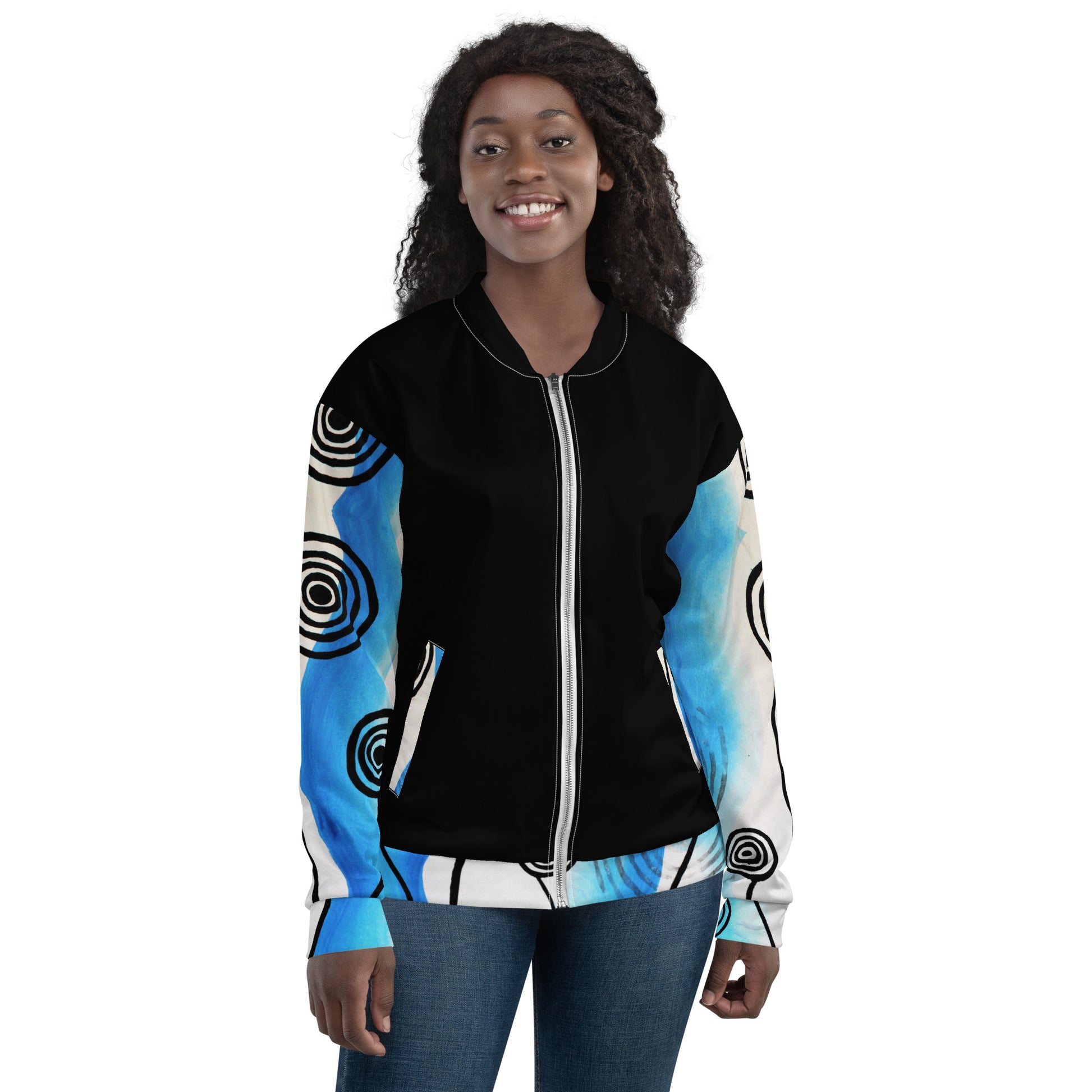 Unisex Bomber Jacket - Ocean x Black