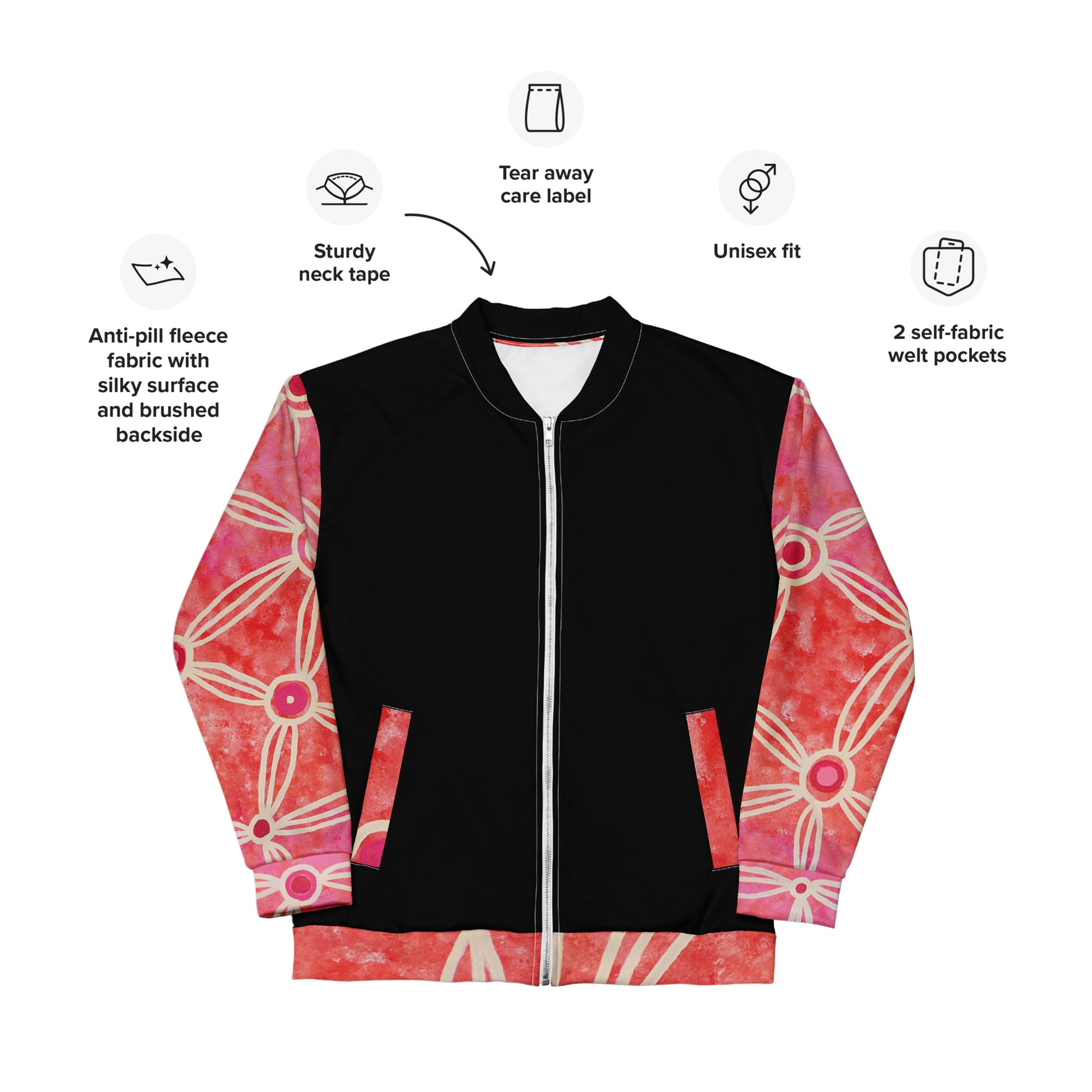 Unisex Bomber Jacket - Artwork 3 x Black