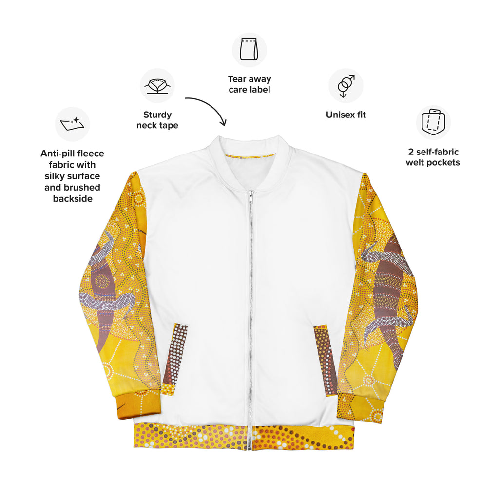 Unisex Bomber Jacket - Artwork 4 x White