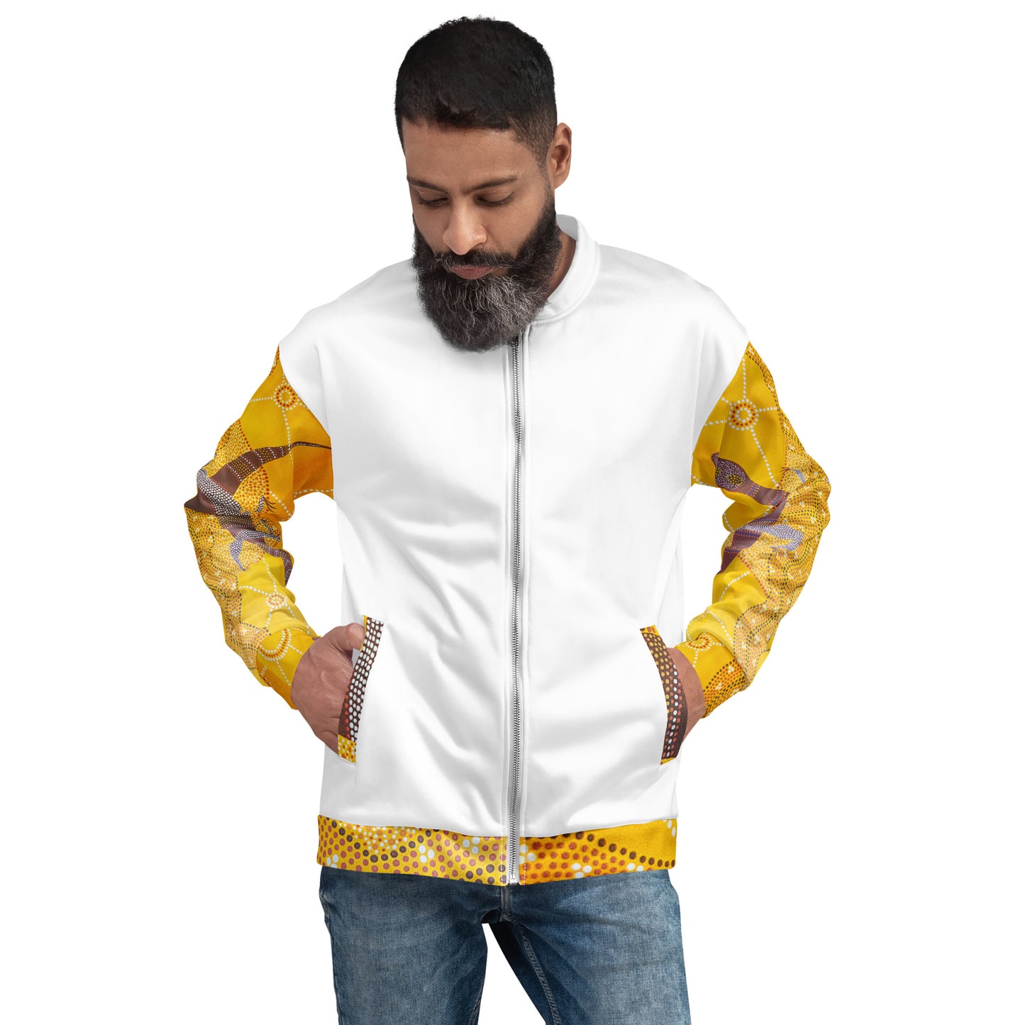 Unisex Bomber Jacket - Artwork 4 x White