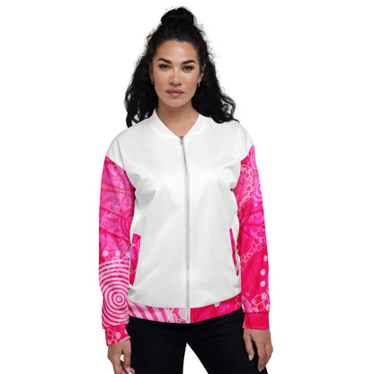 Unisex Bomber Jacket - Artwork 5 x White