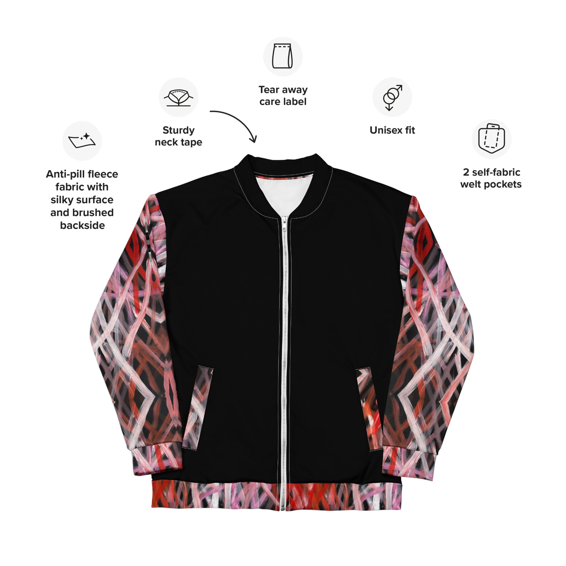 Unisex Bomber Jacket - Artwork 6 x Black