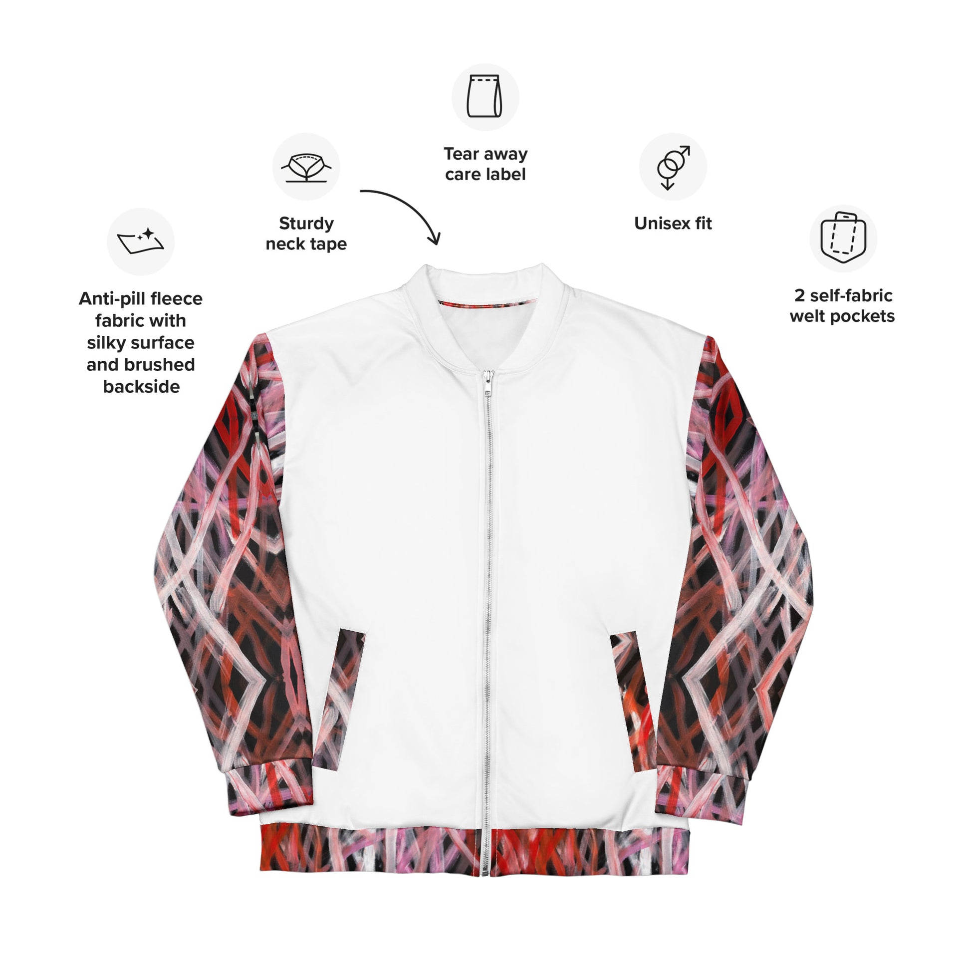Unisex Bomber Jacket - Artwork 6 x White