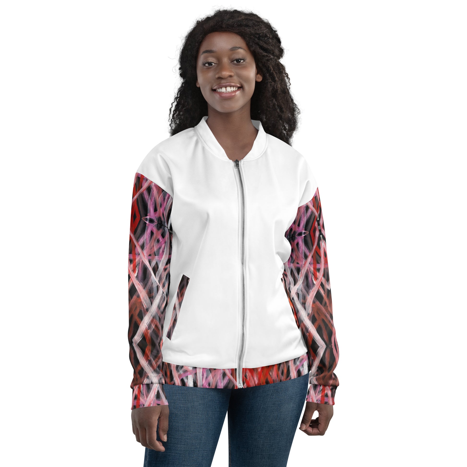 Unisex Bomber Jacket - Artwork 6 x White