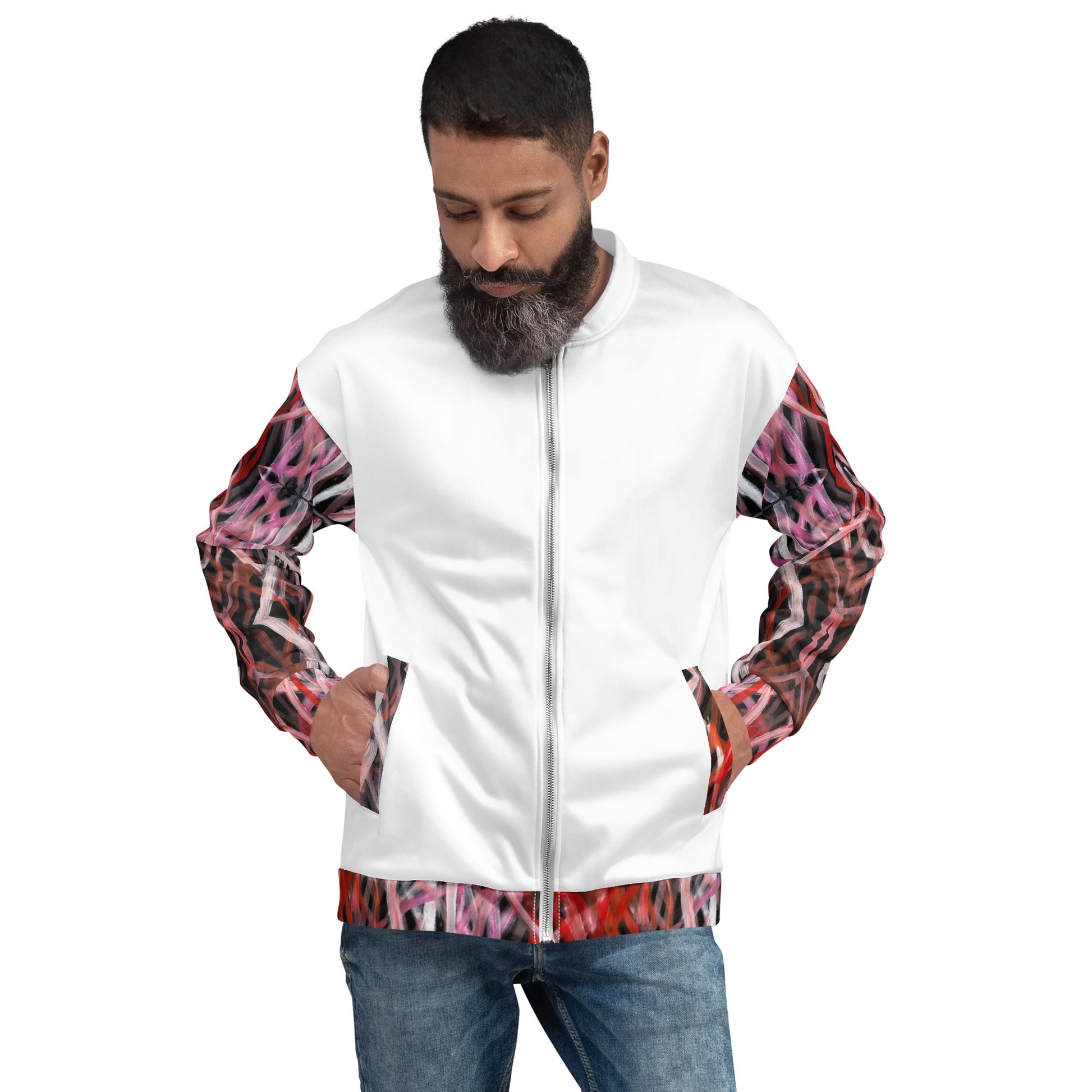 Unisex Bomber Jacket - Artwork 6 x White