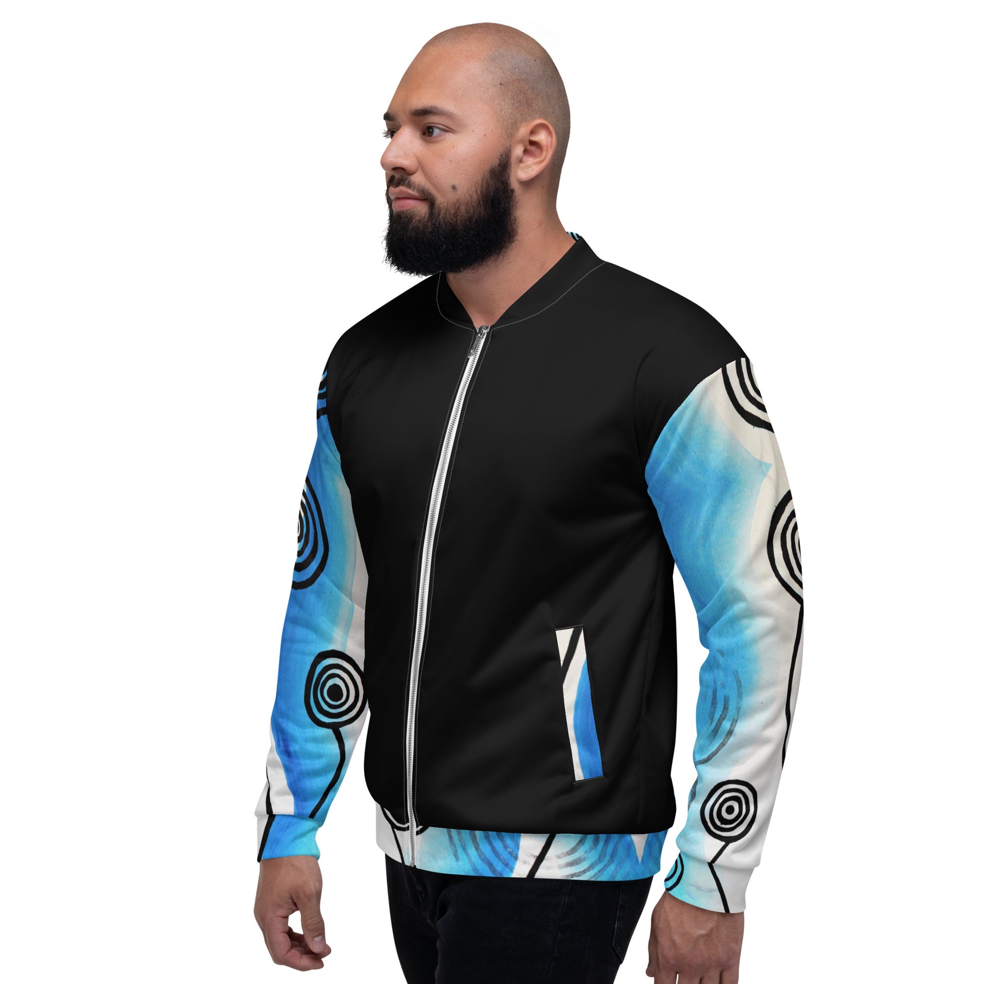 Unisex Bomber Jacket - Ocean x Black