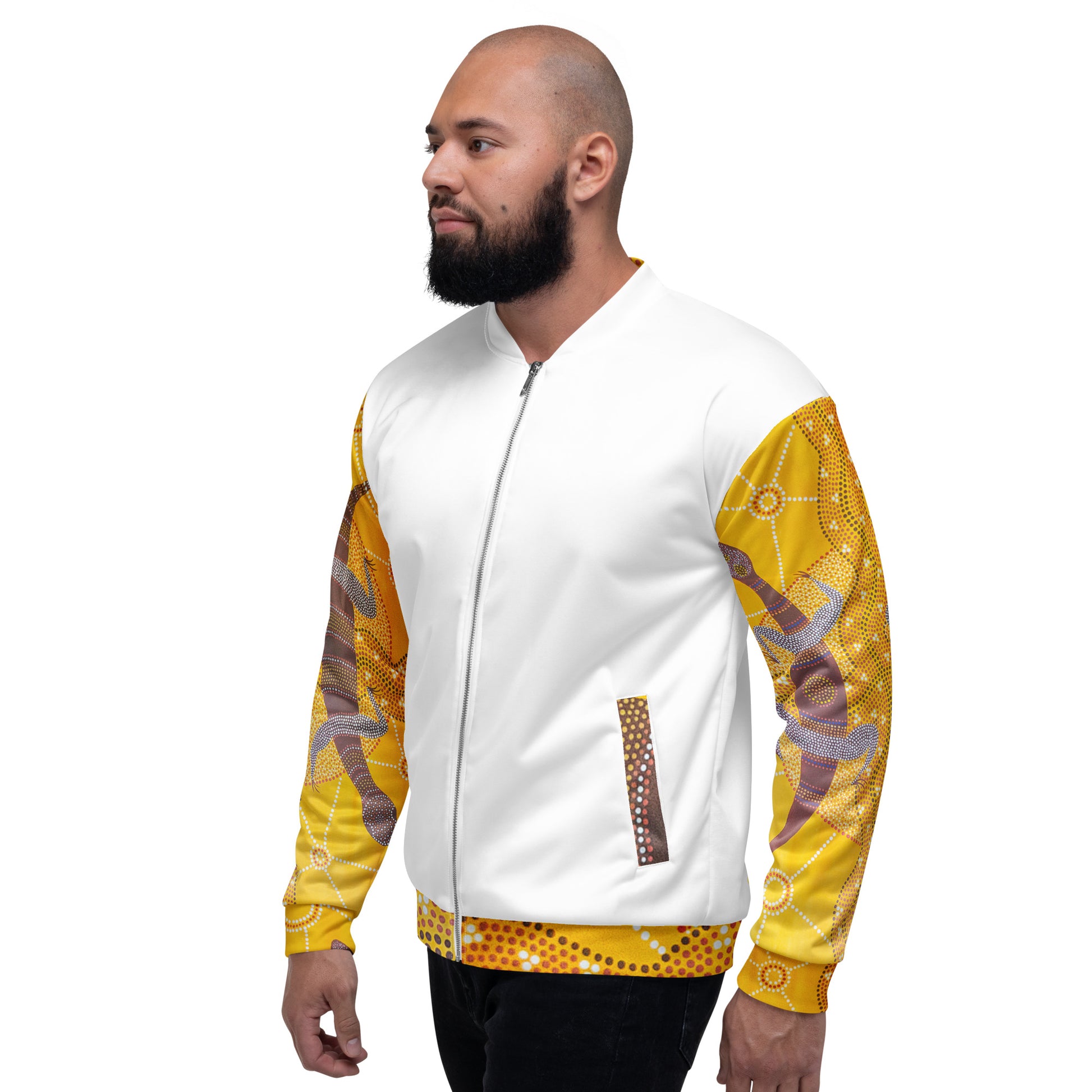 Unisex Bomber Jacket - Artwork 4 x White