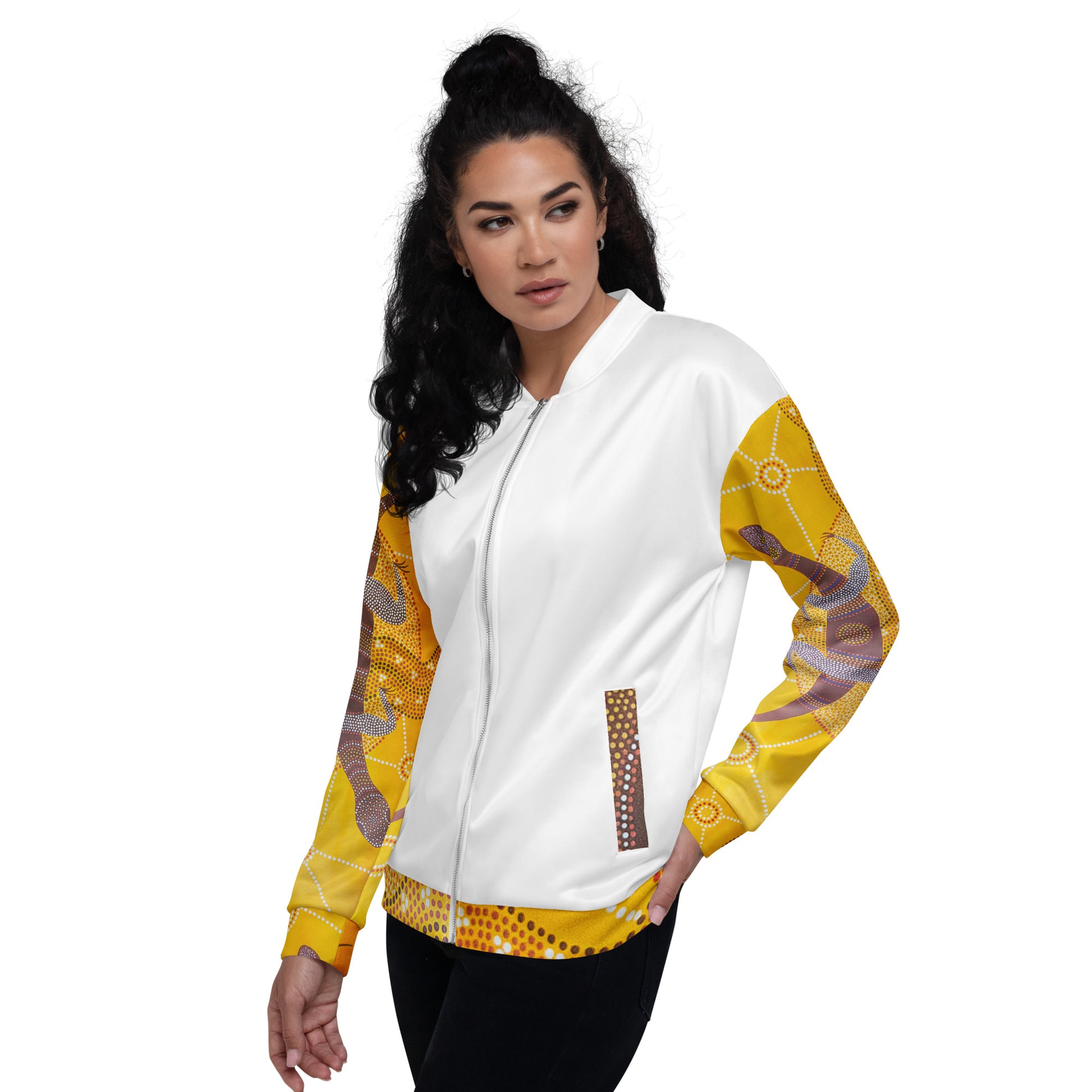 Unisex Bomber Jacket - Artwork 4 x White