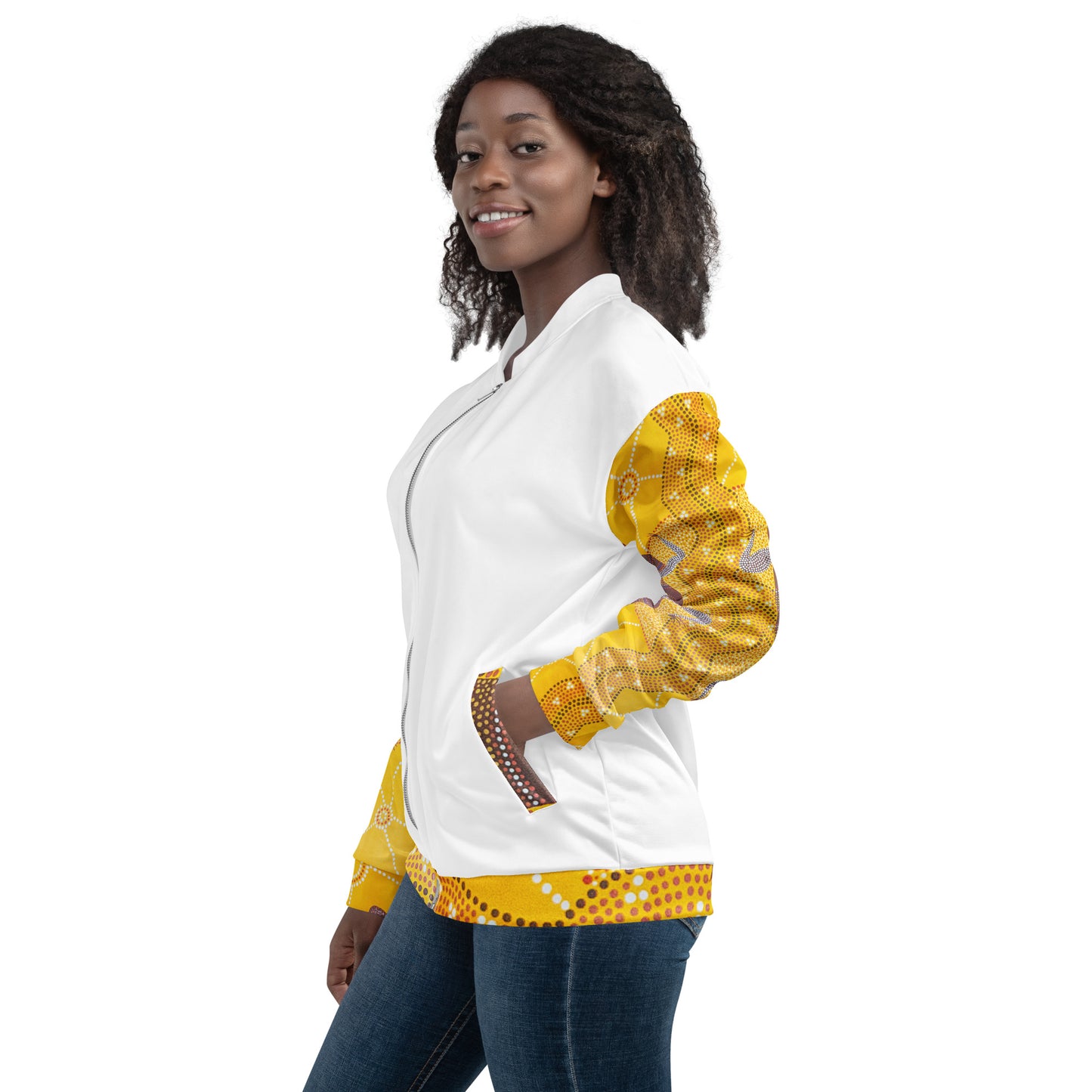 Unisex Bomber Jacket - Artwork 4 x White