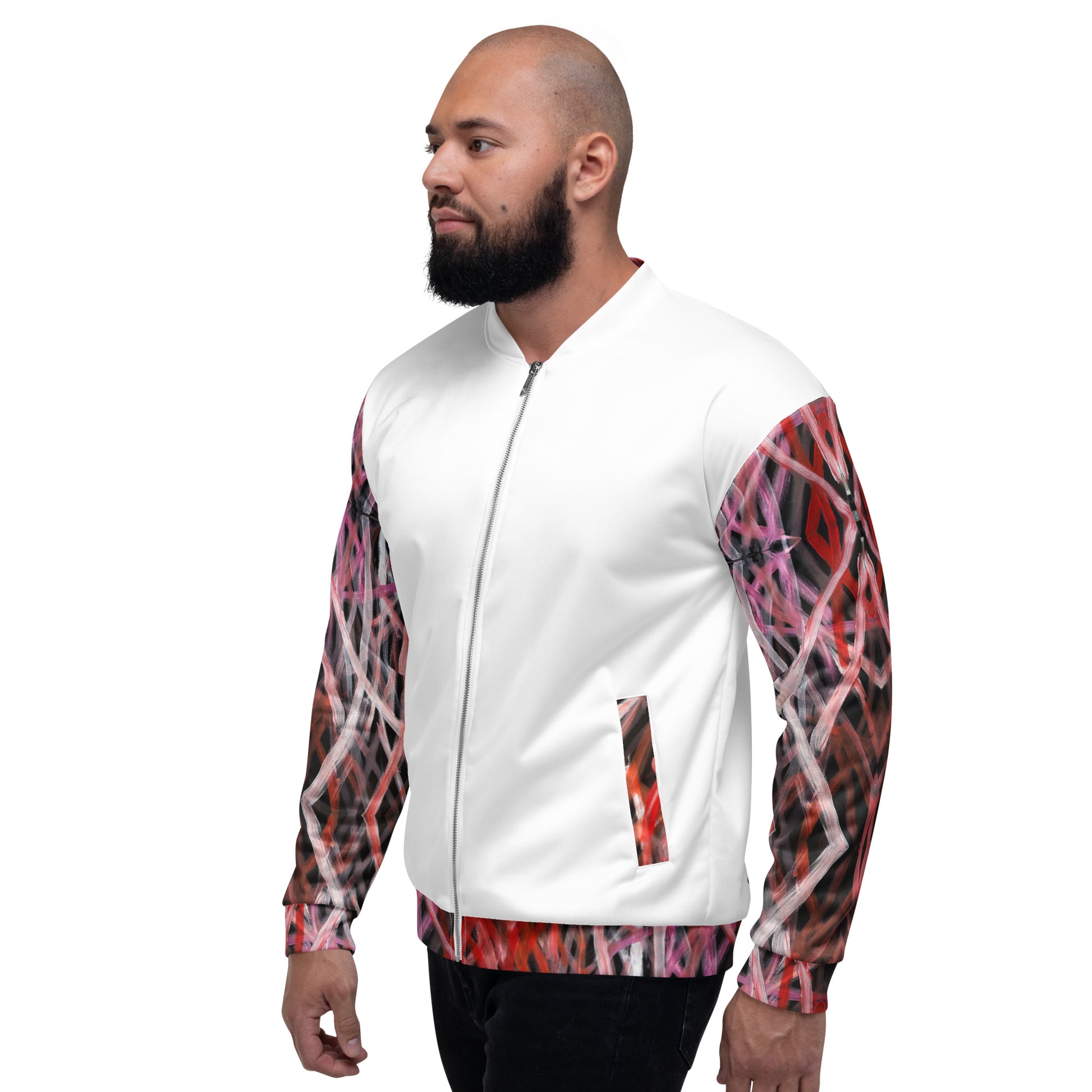 Unisex Bomber Jacket - Artwork 6 x White