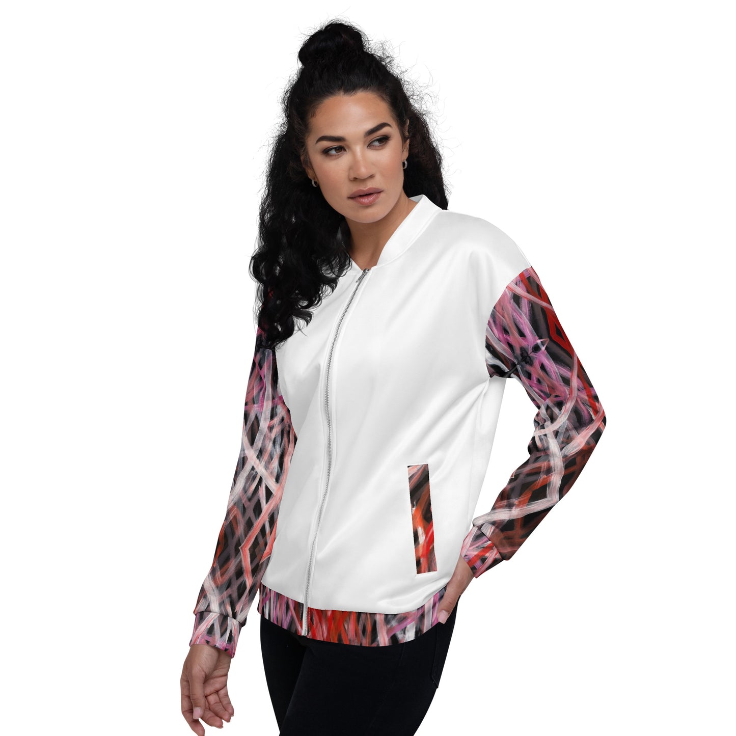 Unisex Bomber Jacket - Artwork 6 x White