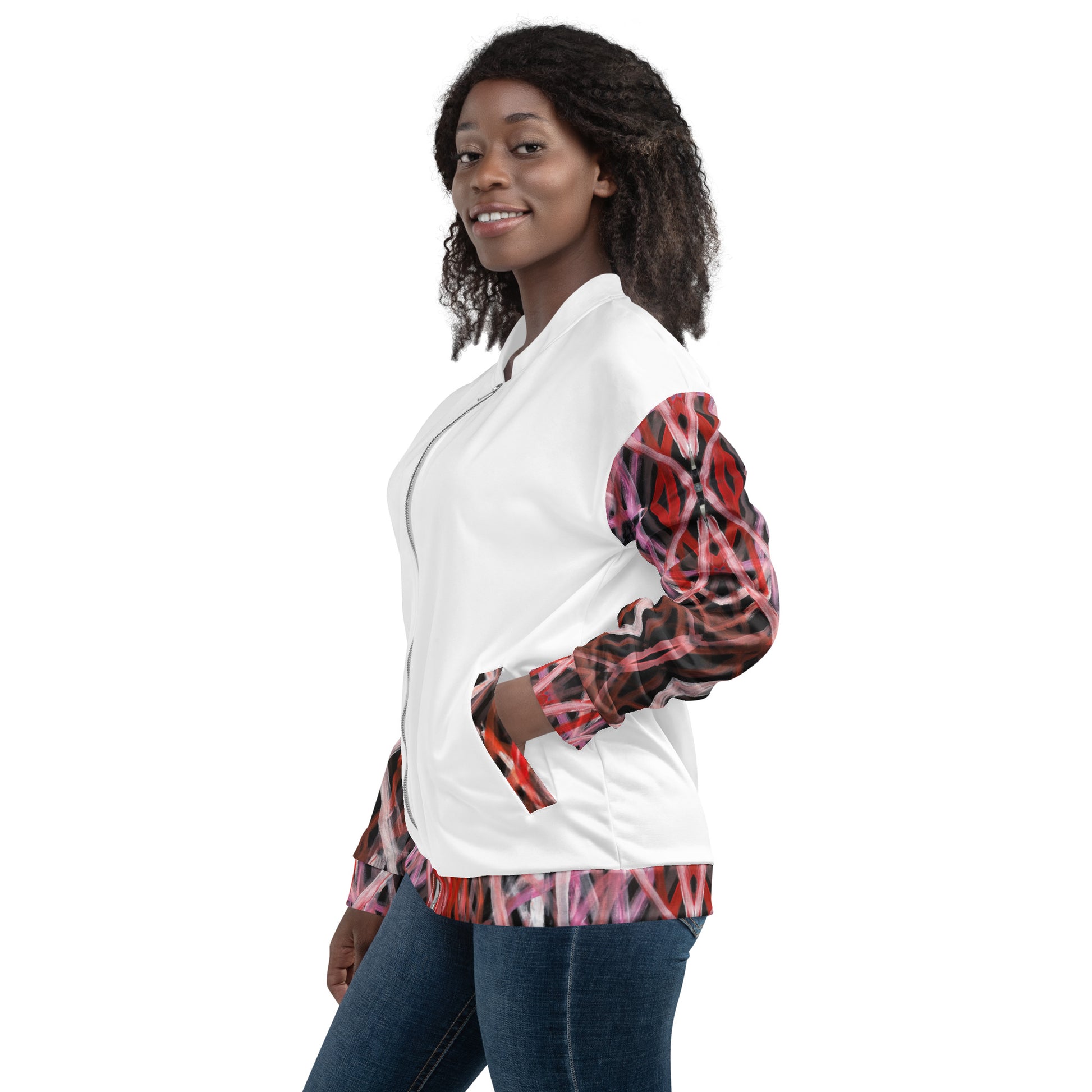 Unisex Bomber Jacket - Artwork 6 x White