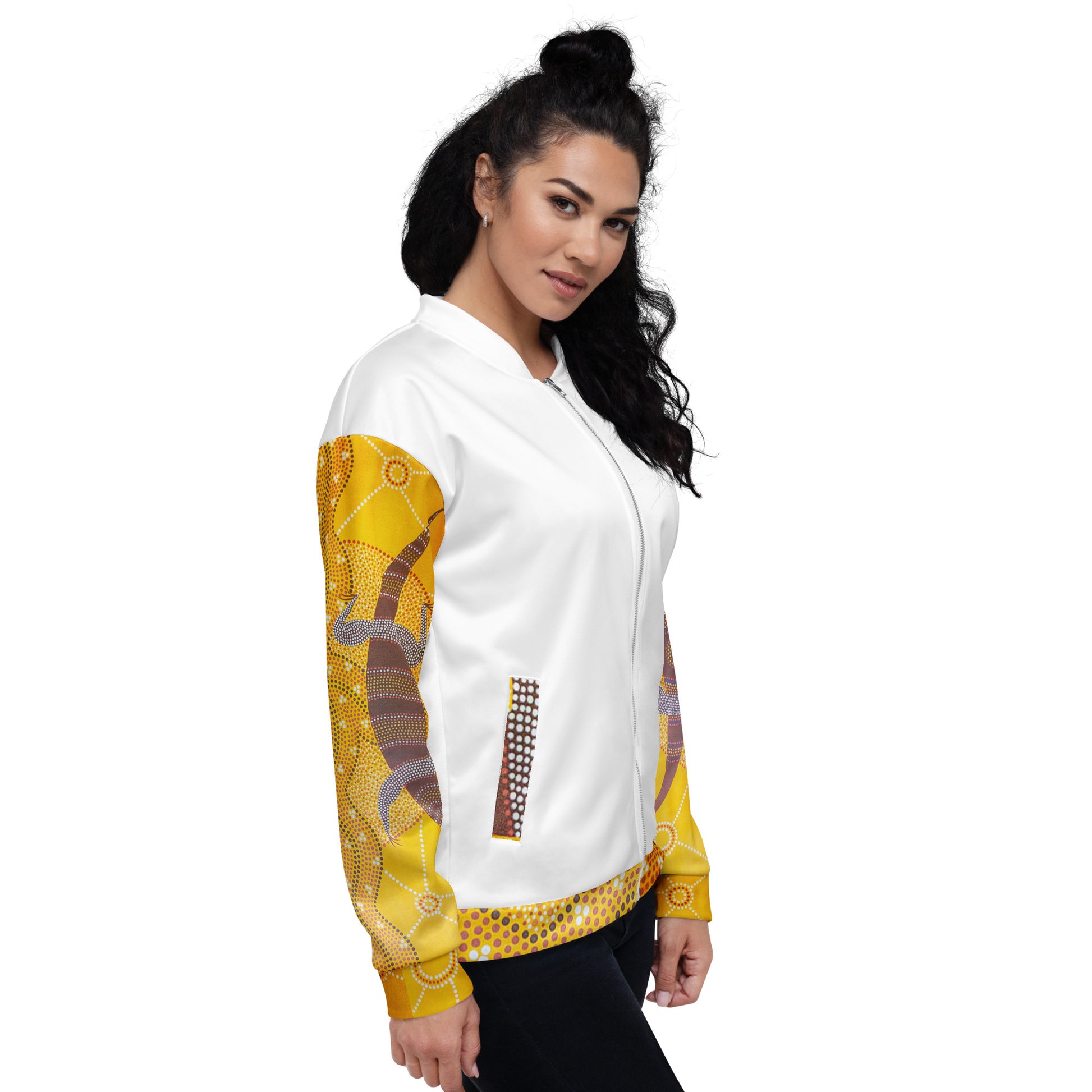 Unisex Bomber Jacket - Artwork 4 x White