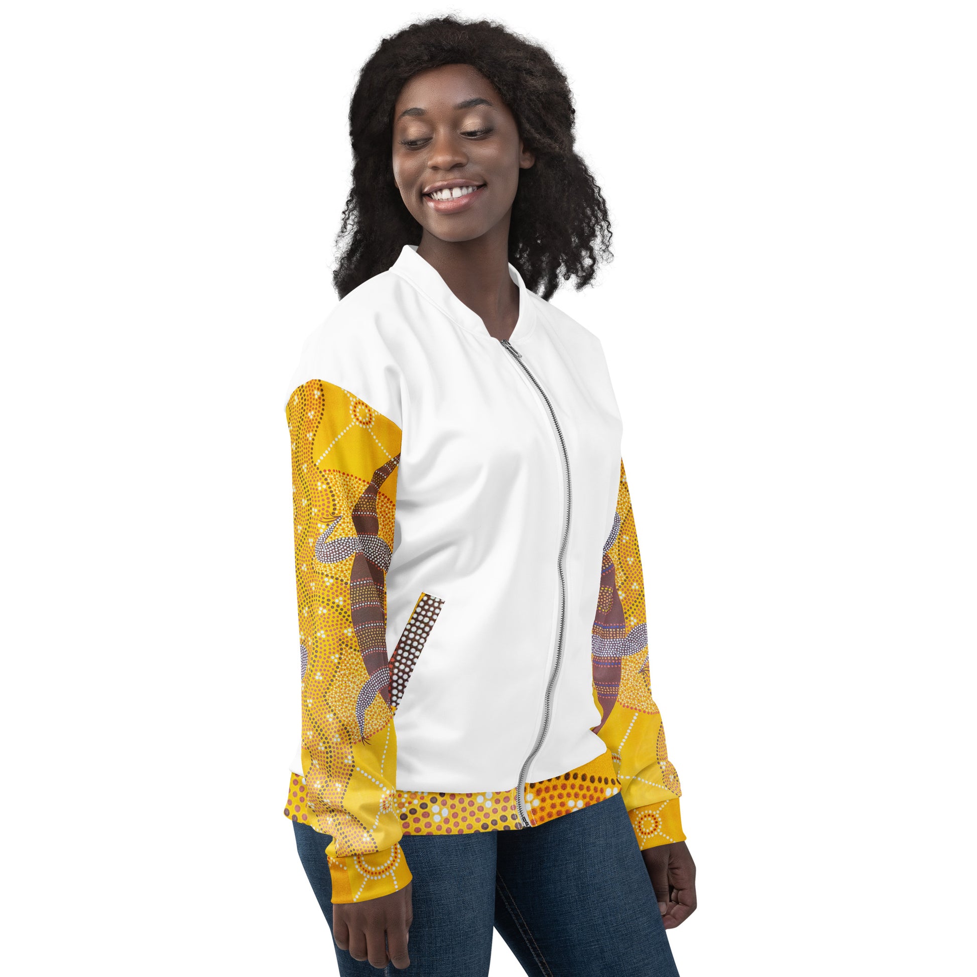 Unisex Bomber Jacket - Artwork 4 x White