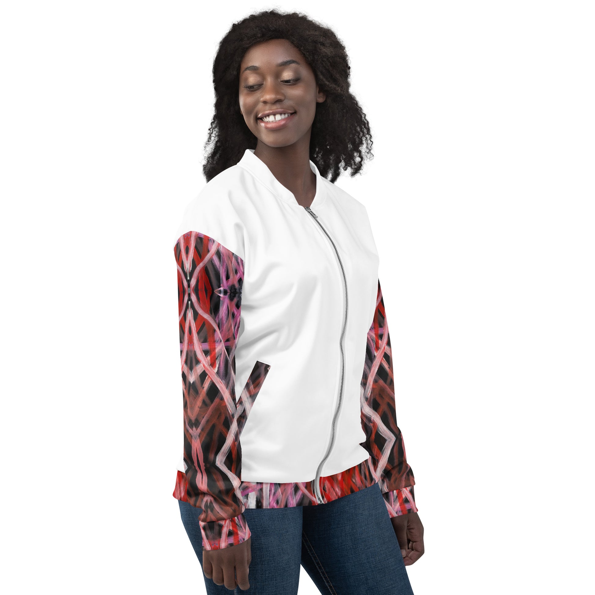 Unisex Bomber Jacket - Artwork 6 x White