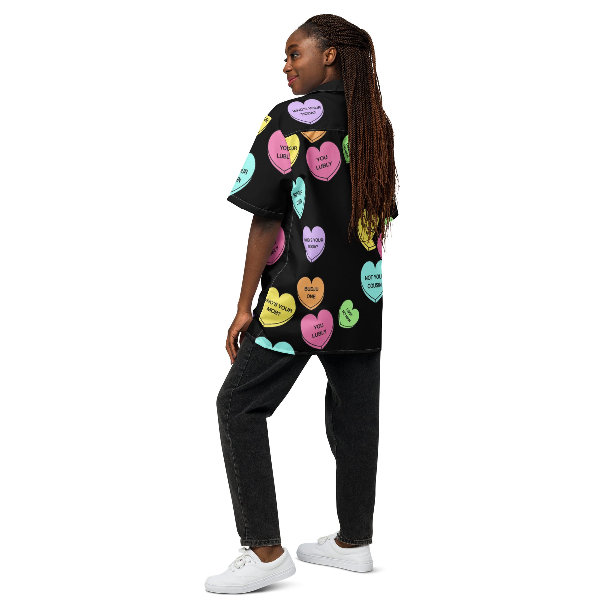 Unisex Button Up Shirt - Candy Hearts x Black