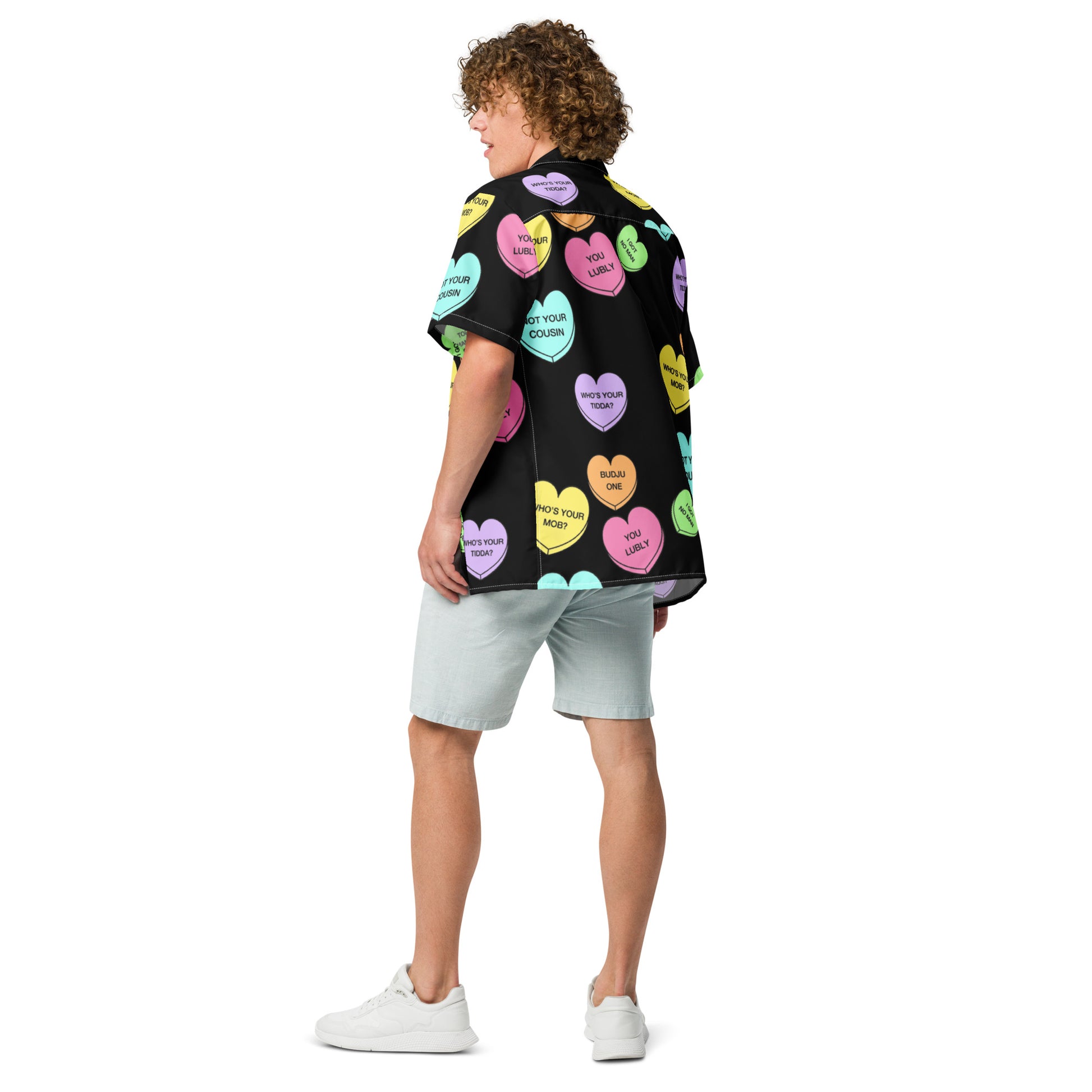 Unisex Button Up Shirt - Candy Hearts x Black