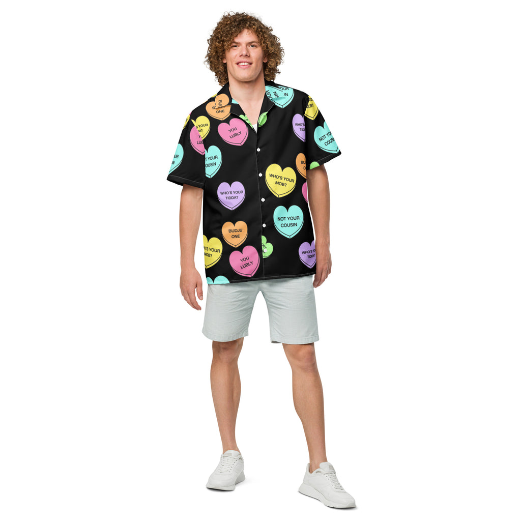 Unisex Button Up Shirt - Candy Hearts x Black