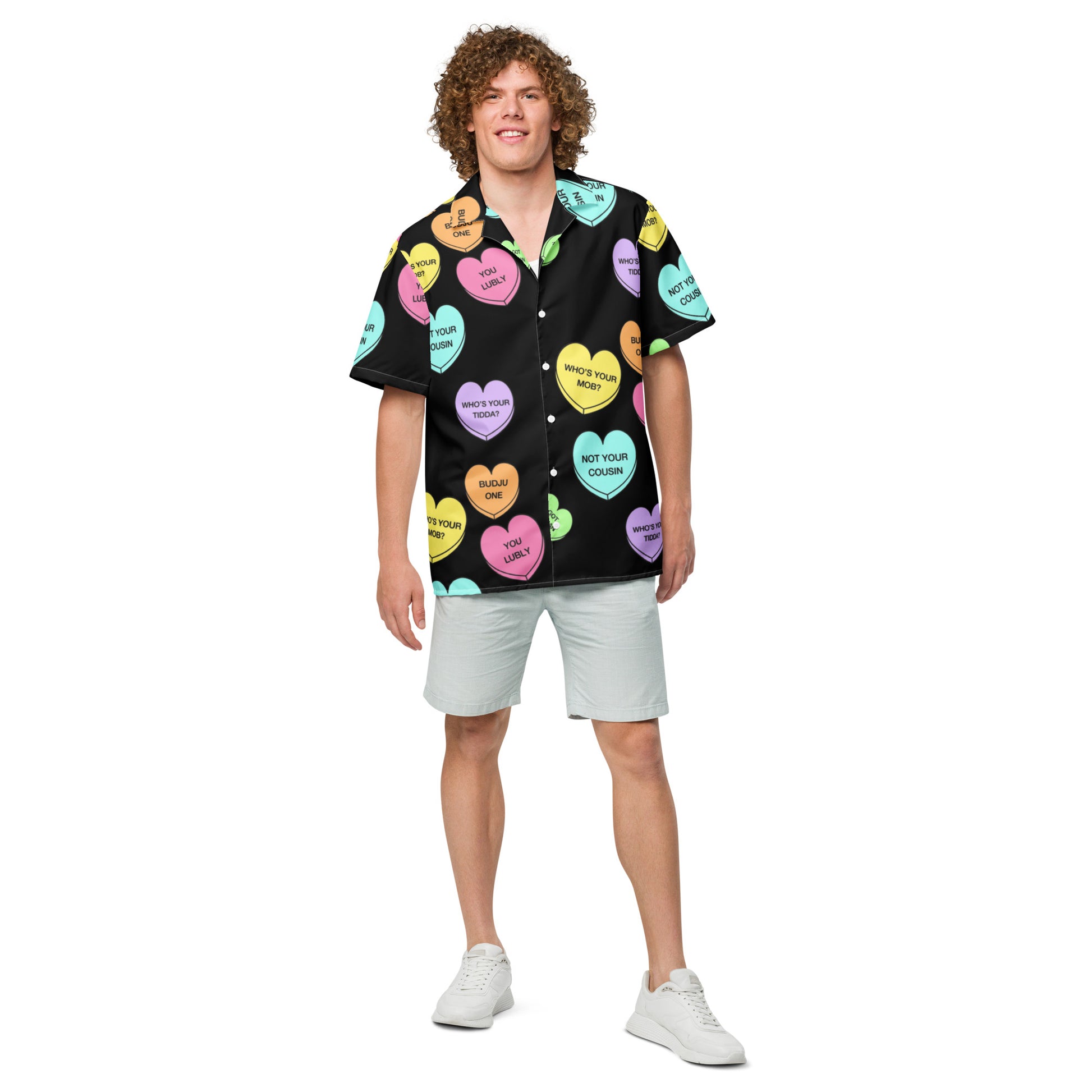 Unisex Button Up Shirt - Candy Hearts x Black