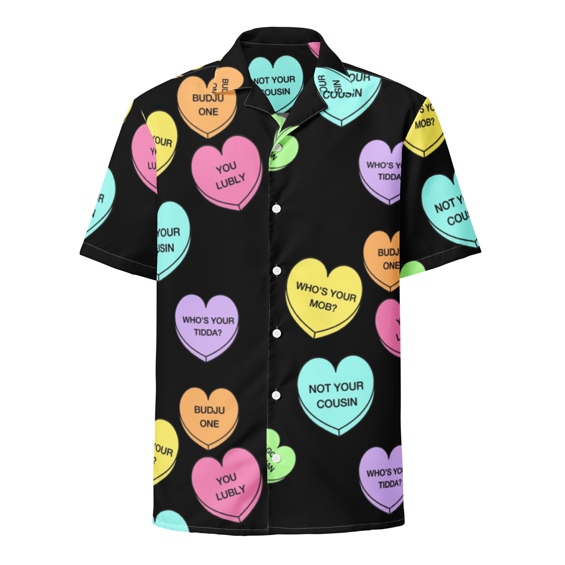 Unisex Button Up Shirt - Candy Hearts x Black