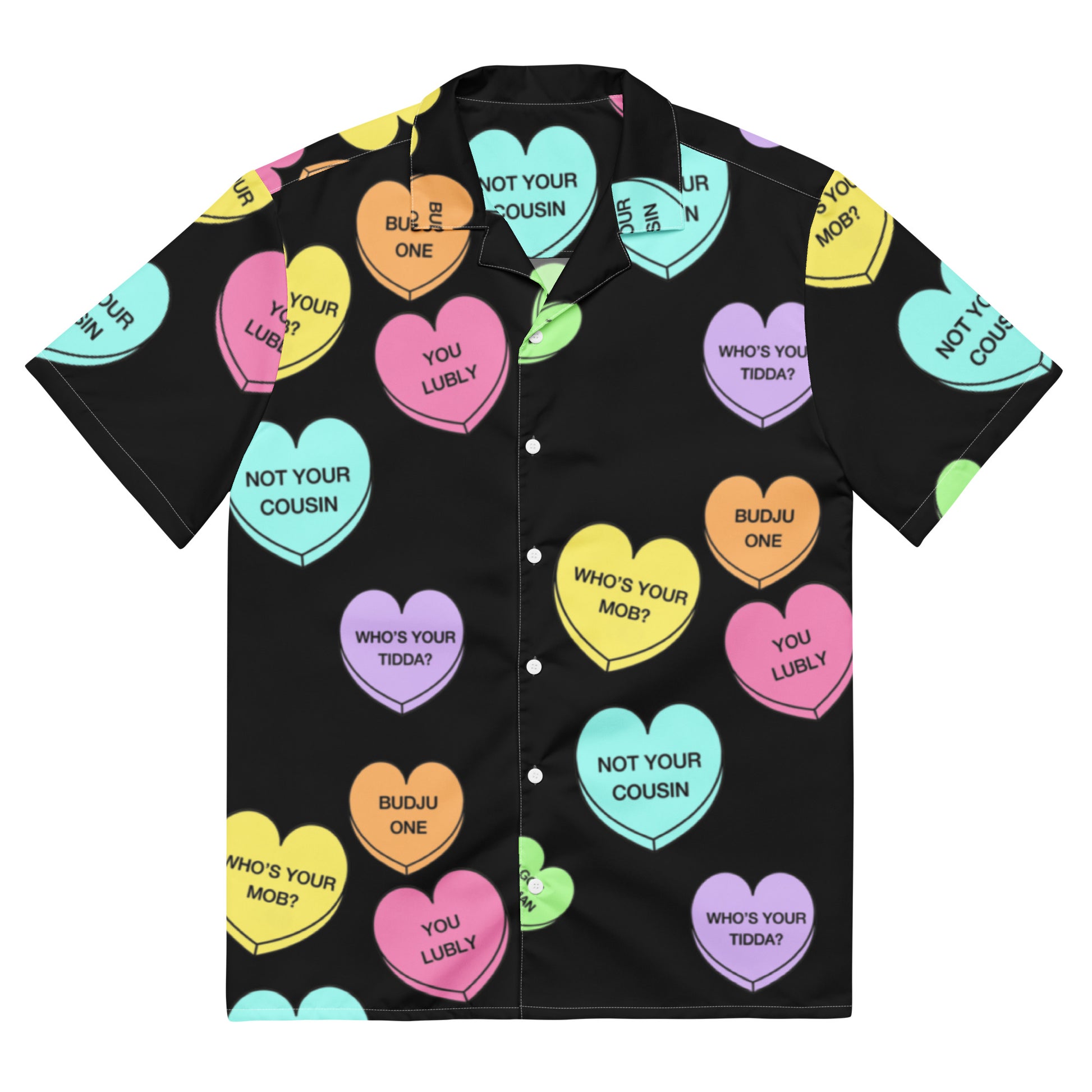 Unisex Button Up Shirt - Candy Hearts x Black