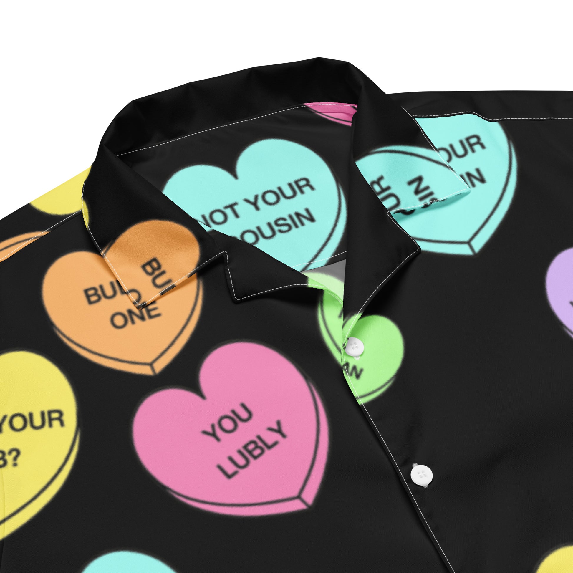 Unisex Button Up Shirt - Candy Hearts x Black